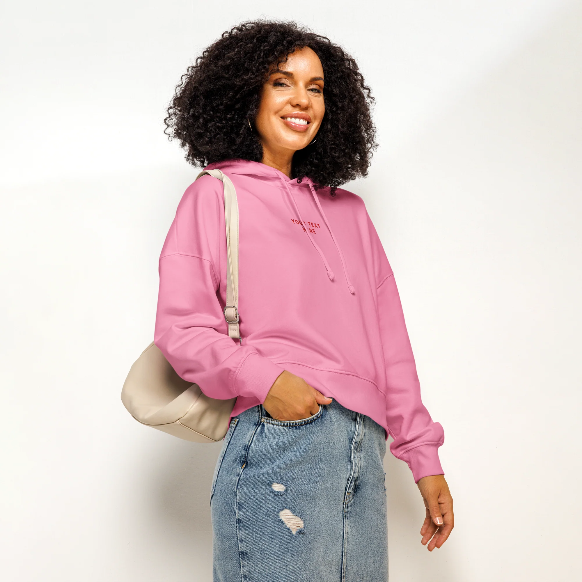 CUSTOM Your Text Embroidered Women’s Organic Hoodie - Image 5