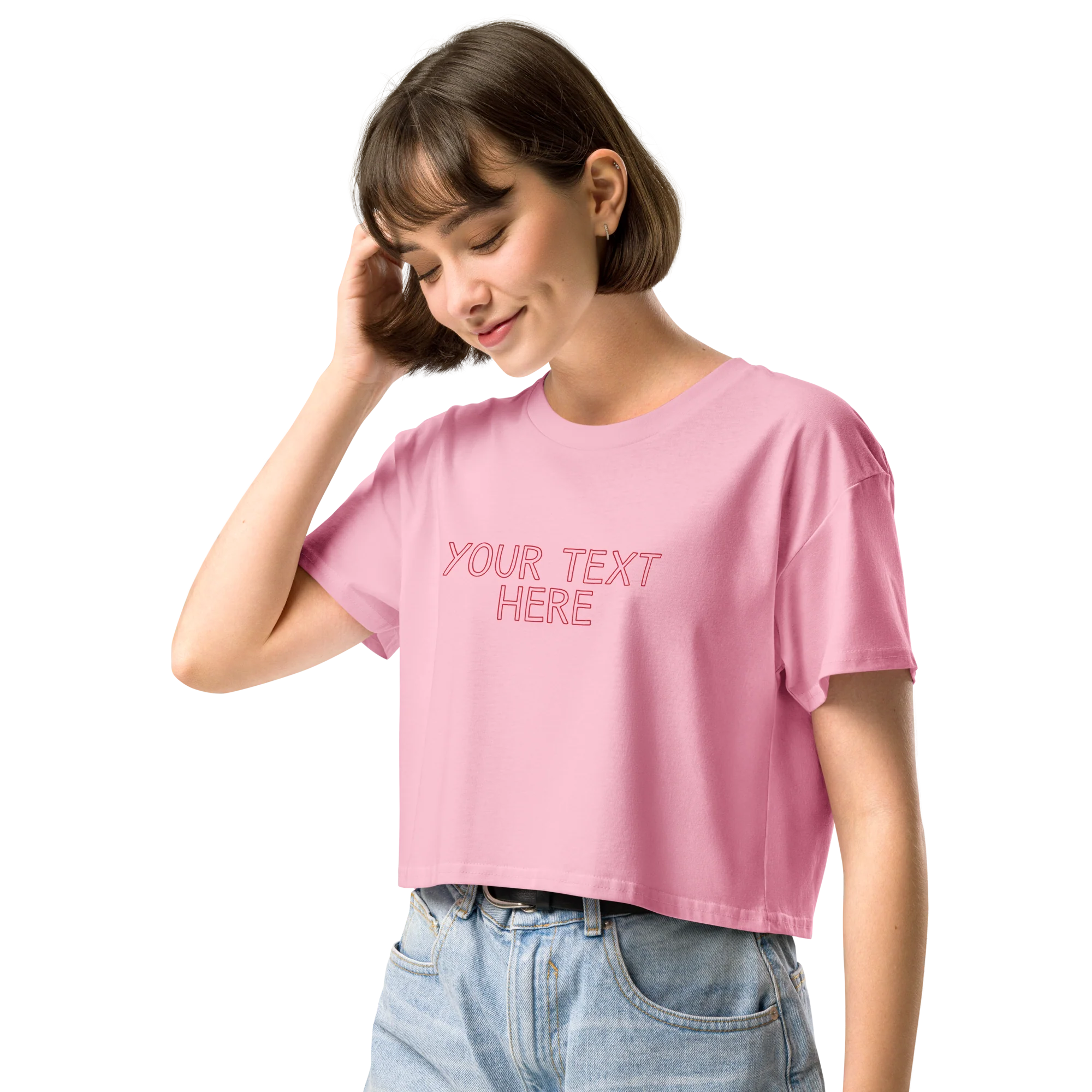 CUSTOM Your Text Outline Crop Tee - Image 5