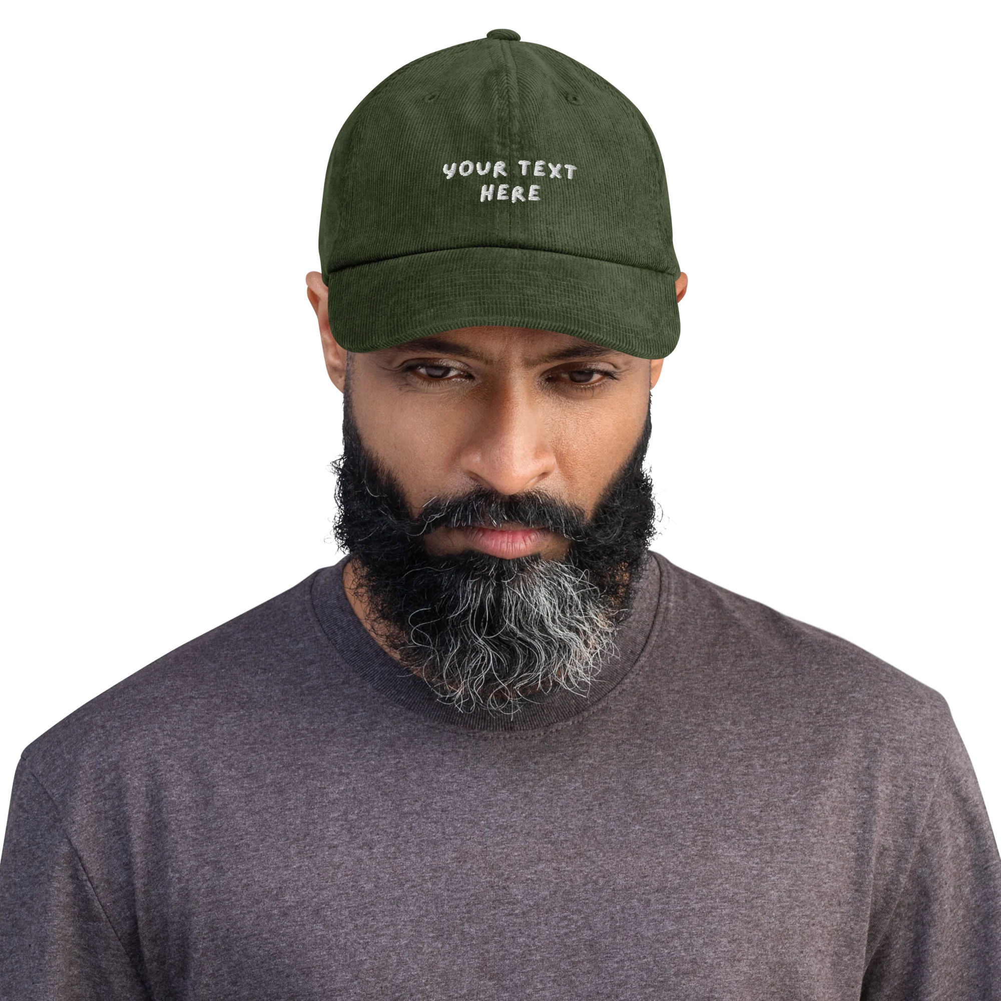CUSTOM Your Text Playful Embroidered Corduroy Cap - Image 9