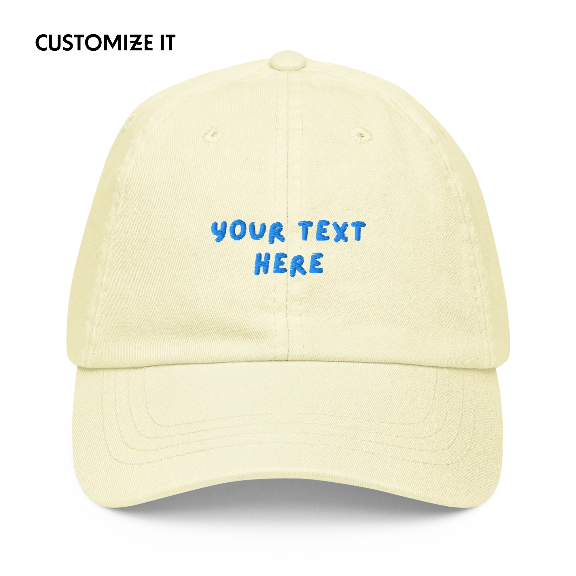 CUSTOM Your Text Playful Embroidered Pastel Baseball Cap