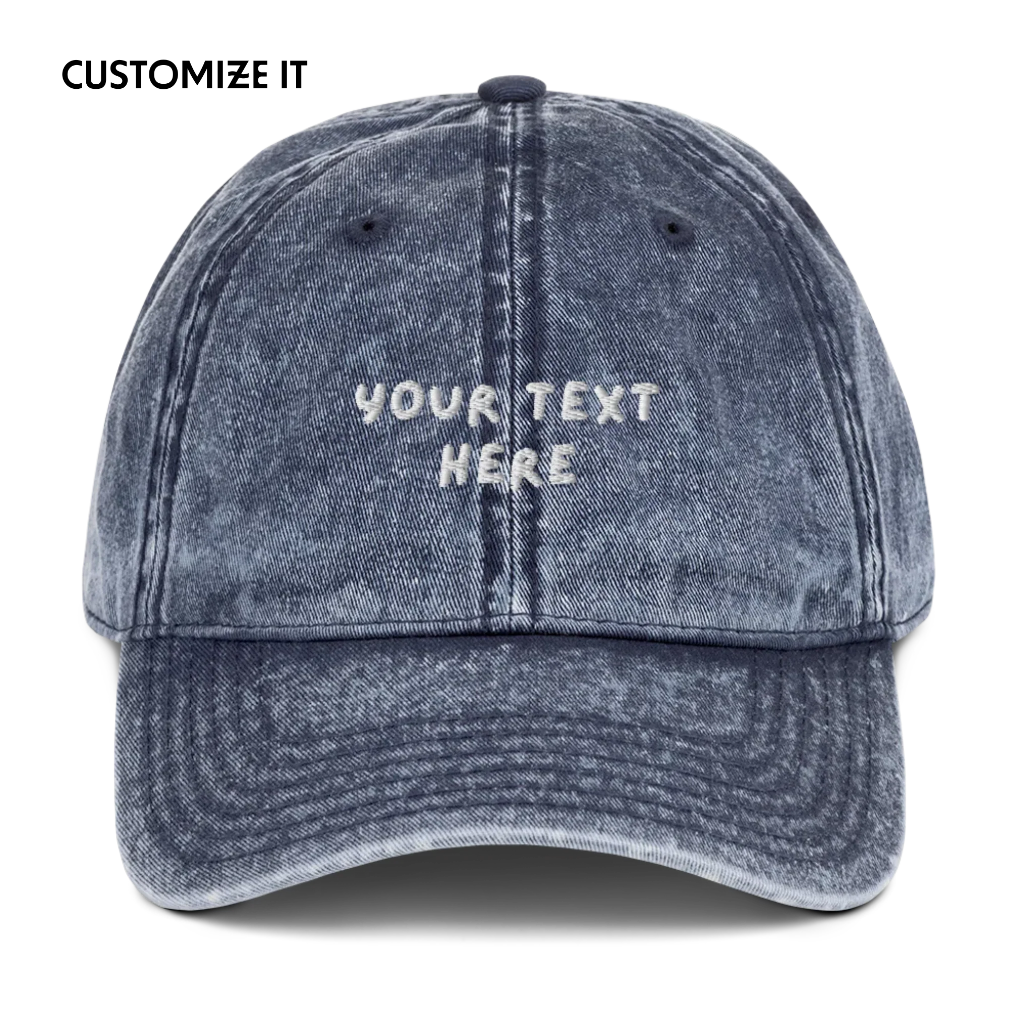CUSTOM Your Text Playful Embroidered Vintage Cap