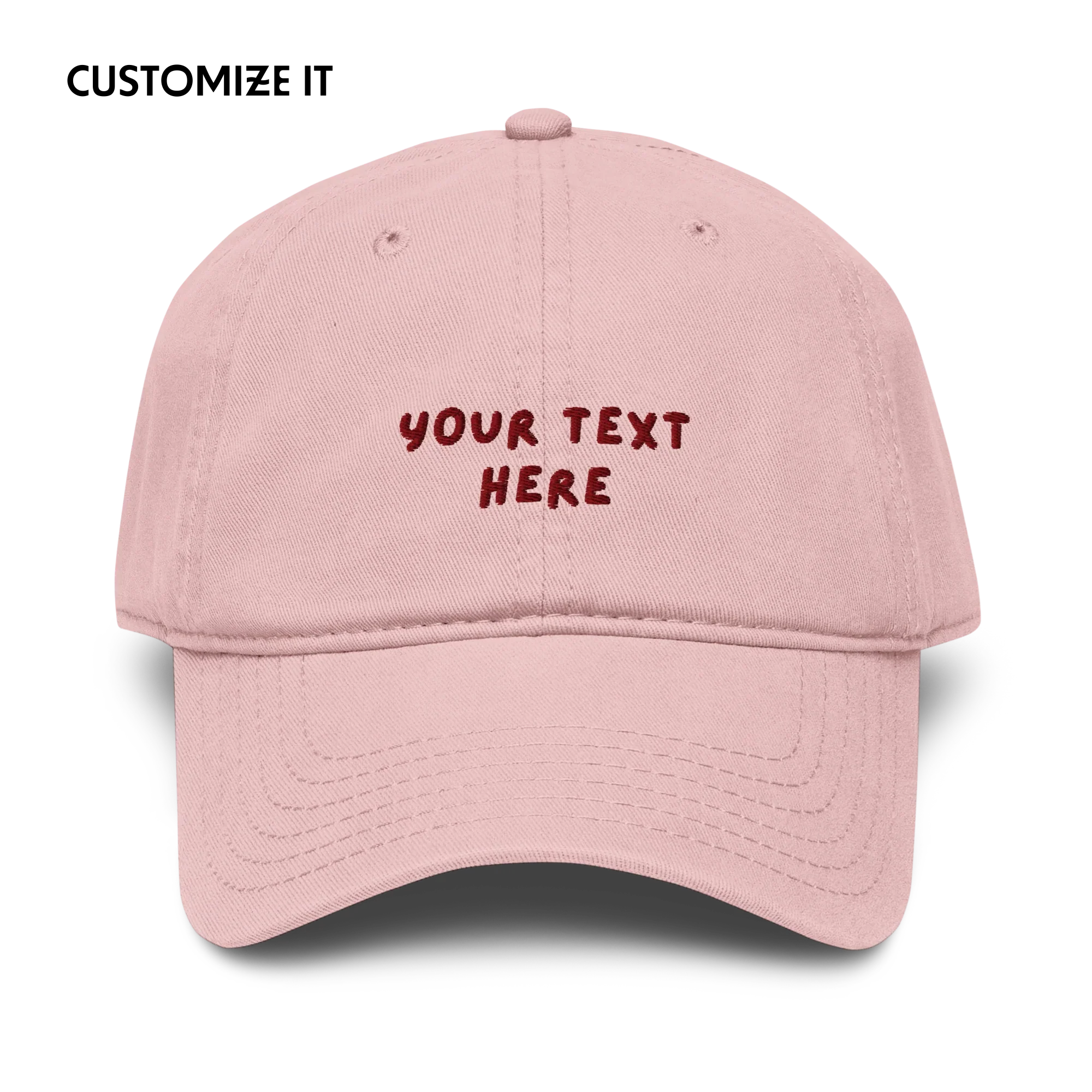 CUSTOM Your Text Playful Embroidered Vintage Wash Baseball Cap