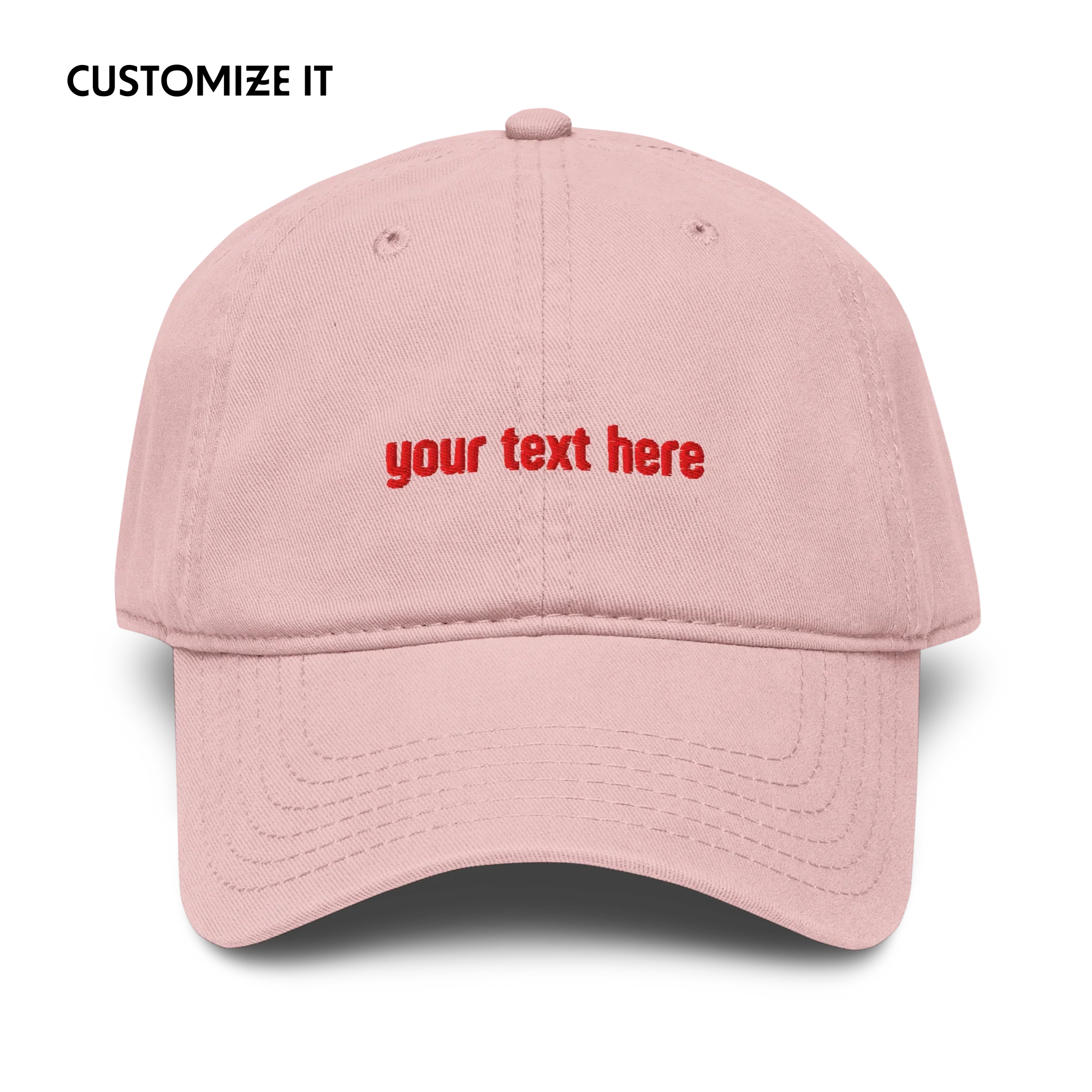CUSTOM Your Text Red Embroidered Vintage Wash Baseball Cap