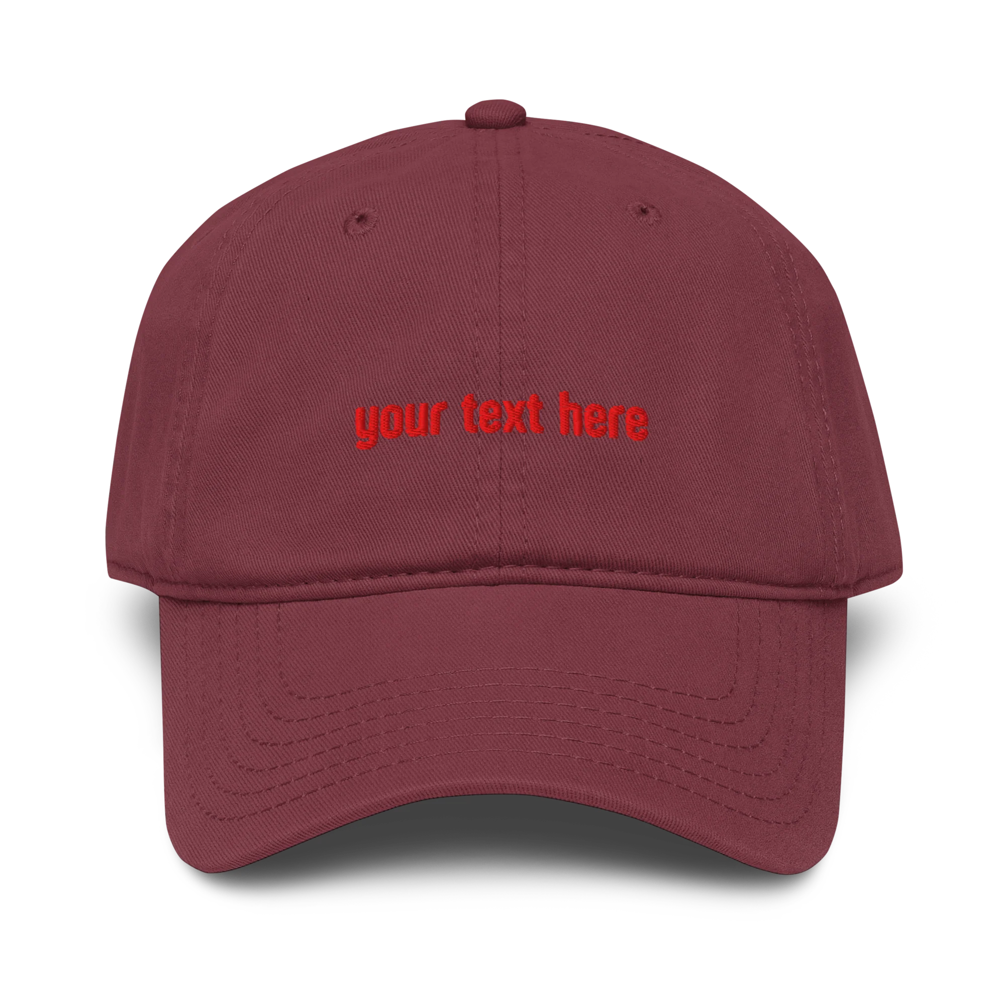 CUSTOM Your Text Red Embroidered Vintage Wash Baseball Cap - Image 4