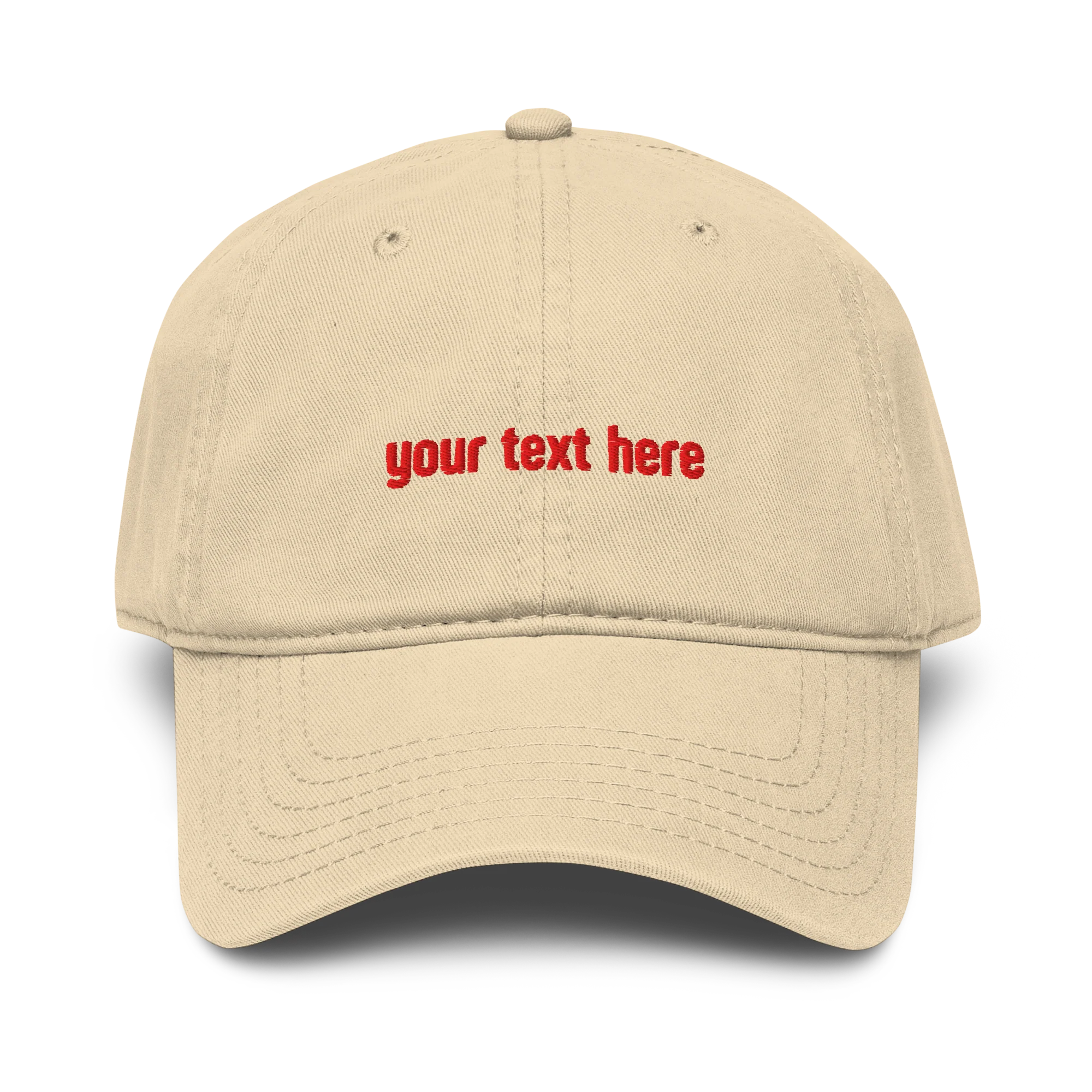 CUSTOM Your Text Red Embroidered Vintage Wash Baseball Cap - Image 8
