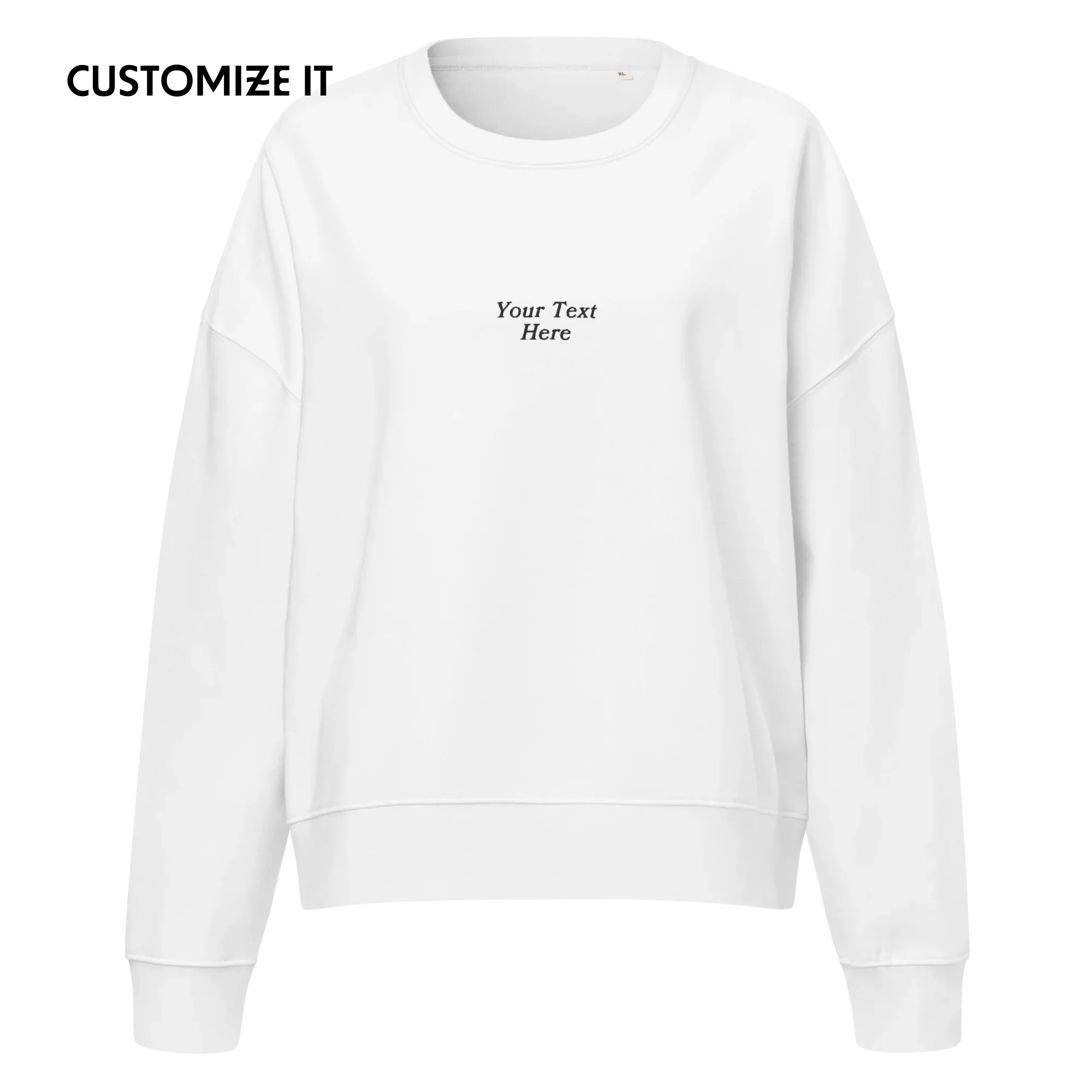 CUSTOM Your Text Serifed Embroidered Women’s Organic Sweatshirt