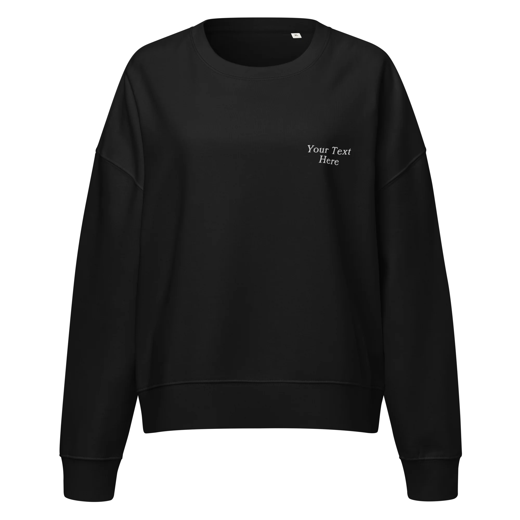 CUSTOM Your Text Serifed Embroidered Women’s Organic Sweatshirt - Image 8