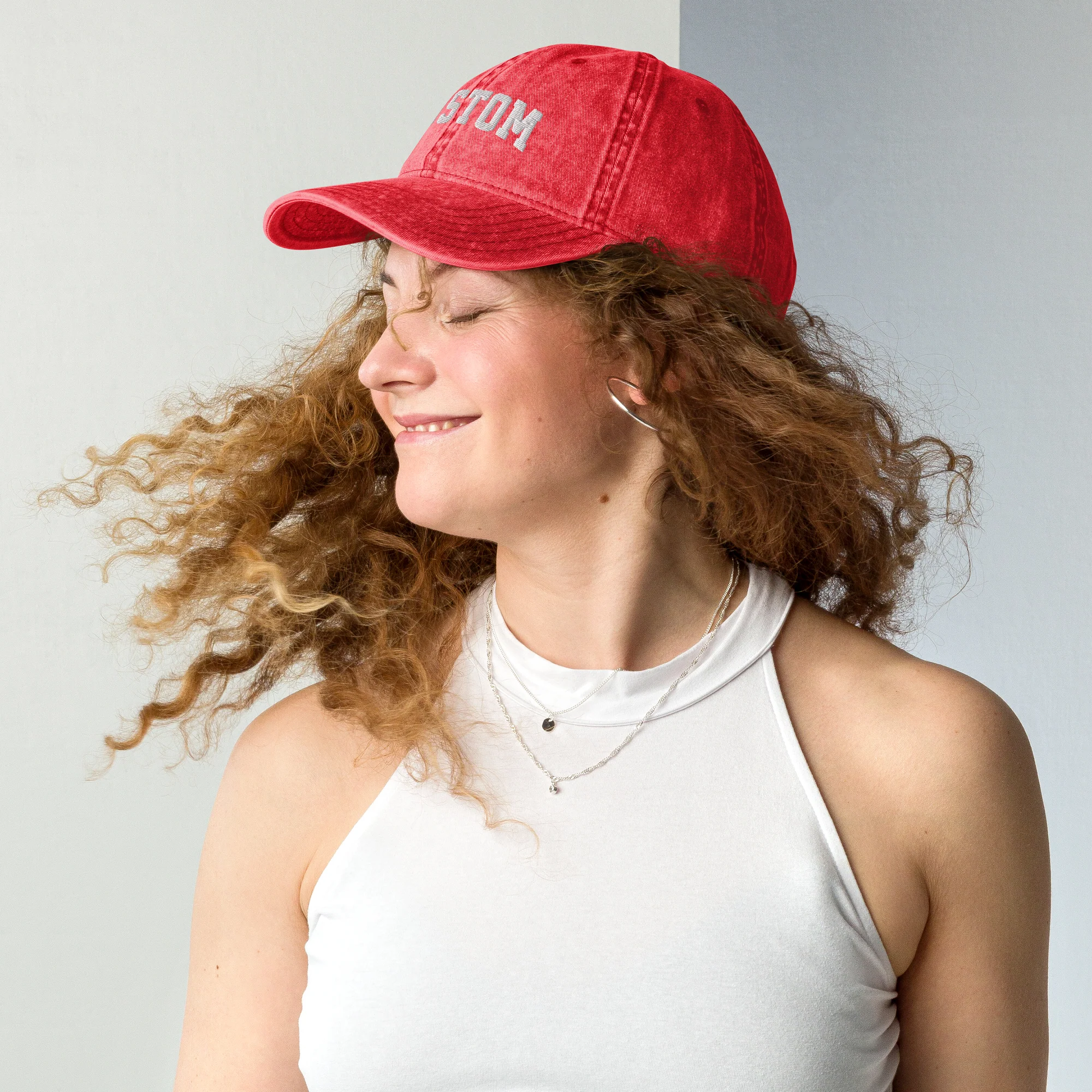 CUSTOM Your Text Varsity Embroidered Vintage Cap - Image 6