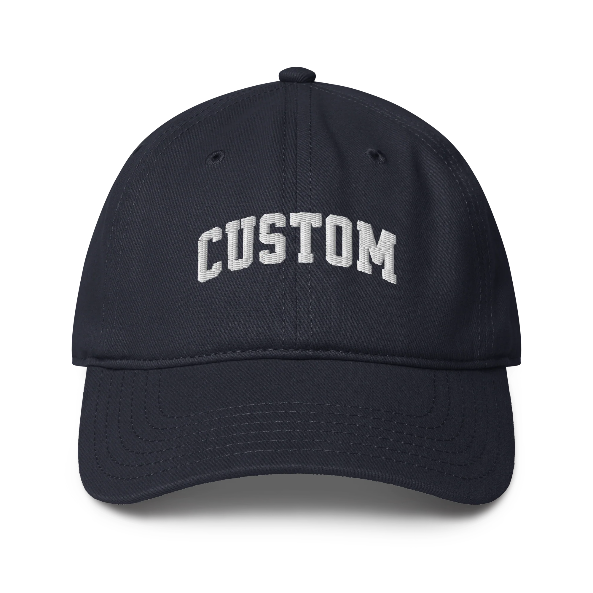 CUSTOM Your Text Varsity Font Embroidered Baseball Cap - Image 3