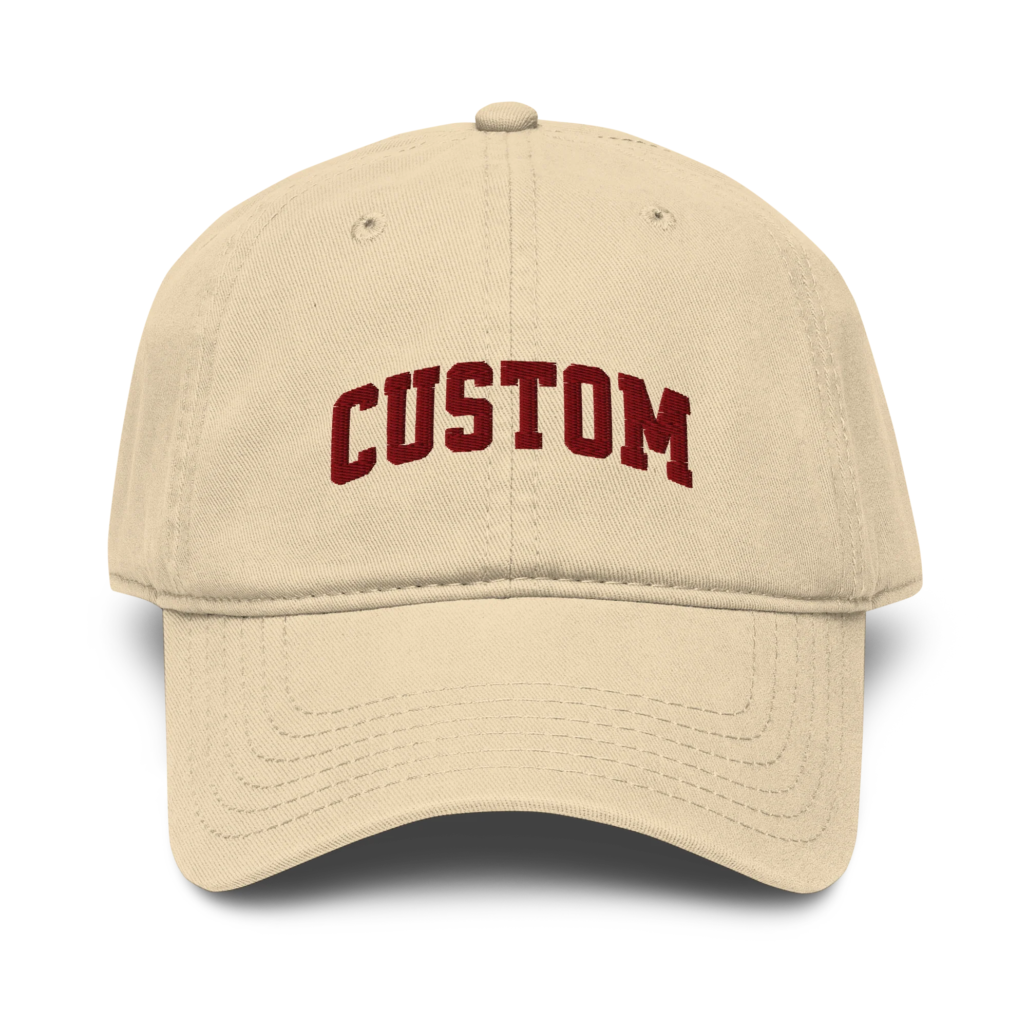 CUSTOM Your Text Varsity Font Embroidered Vintage Wash Baseball Cap - Image 2