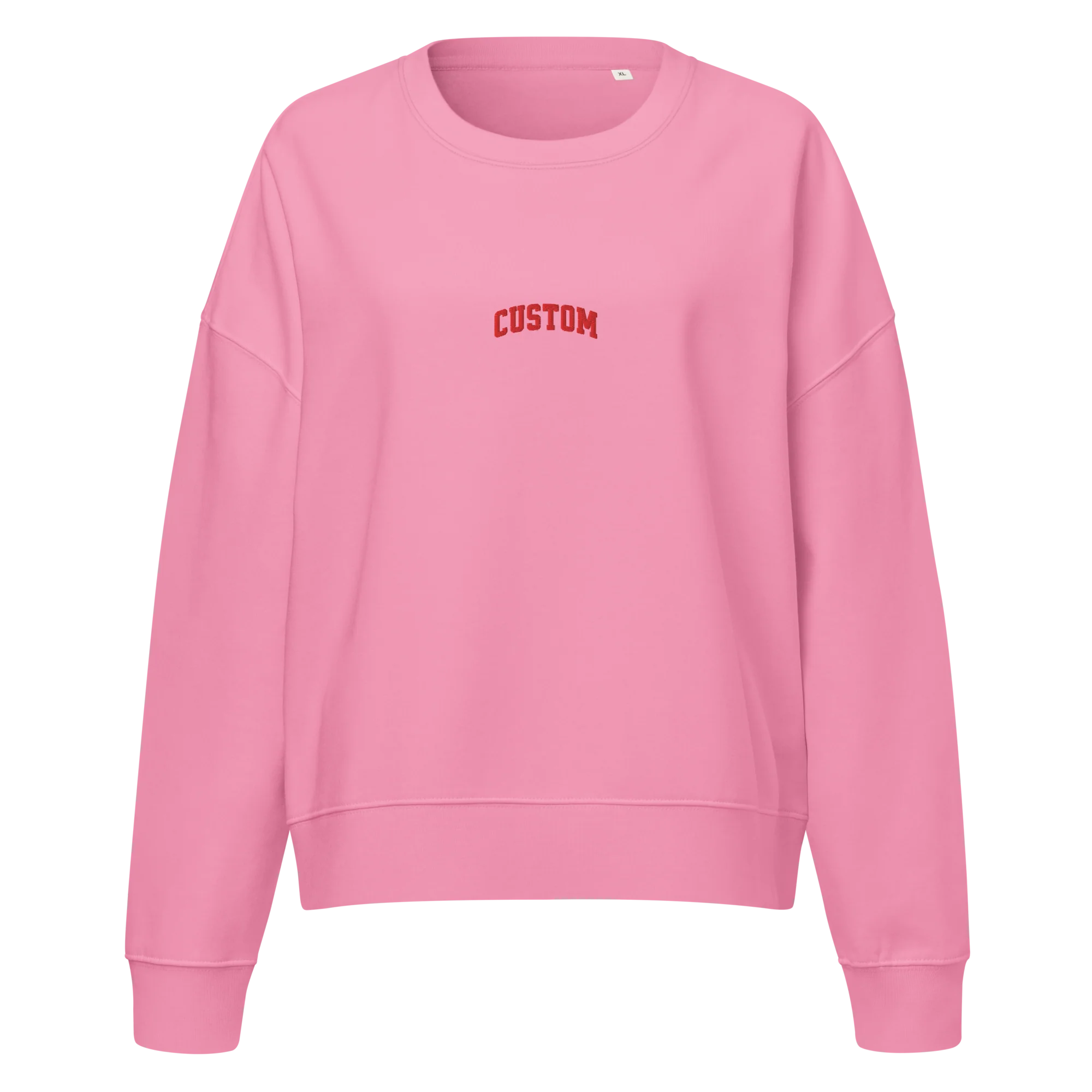 CUSTOM Your Text Varsity Font Embroidered Women’s Organic Sweatshirt - Image 3