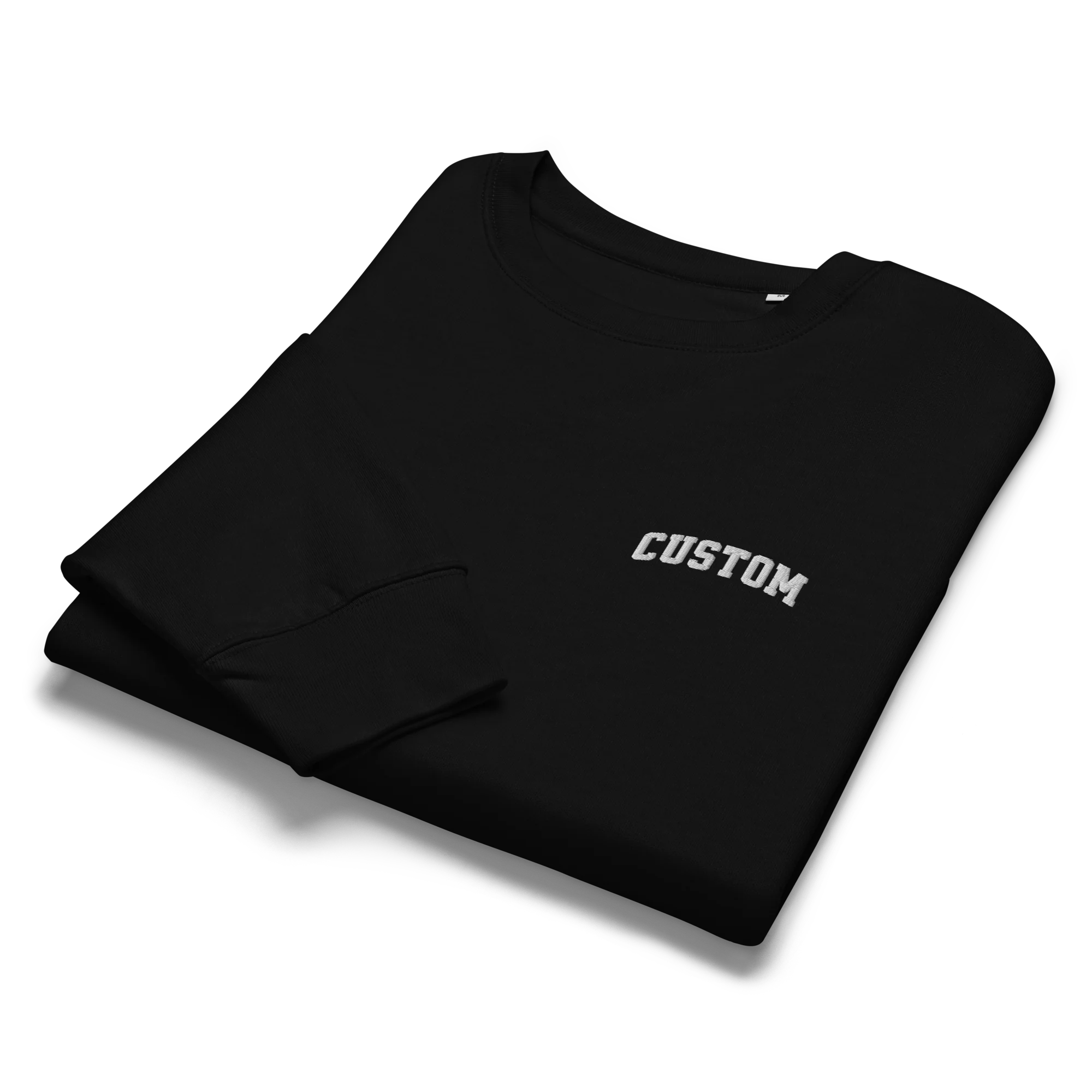 CUSTOM Your Text Varsity Font Embroidered Women’s Organic Sweatshirt - Image 5