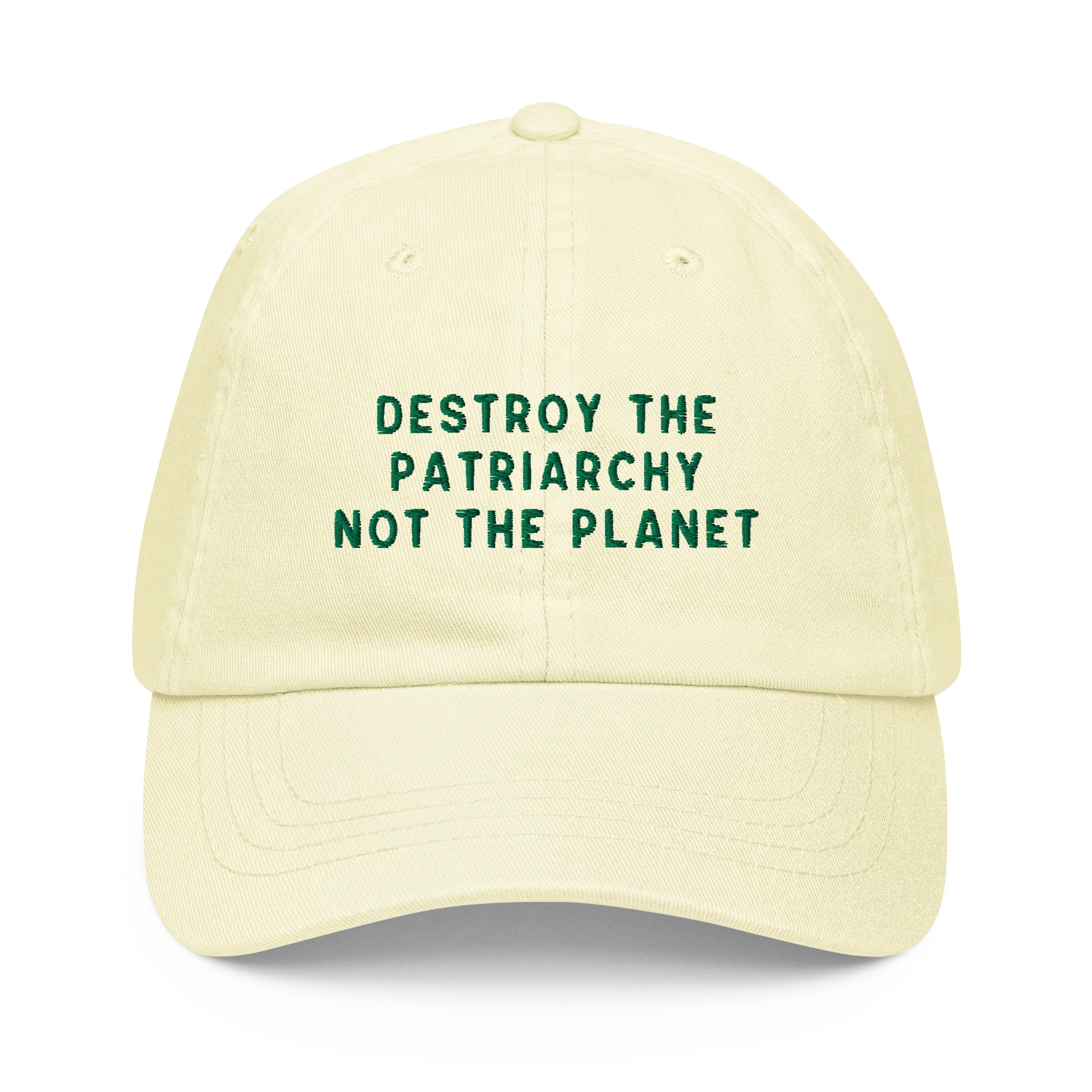 Destroy The Patriarchy Not The Planet Embroidered Pastel Baseball Cap