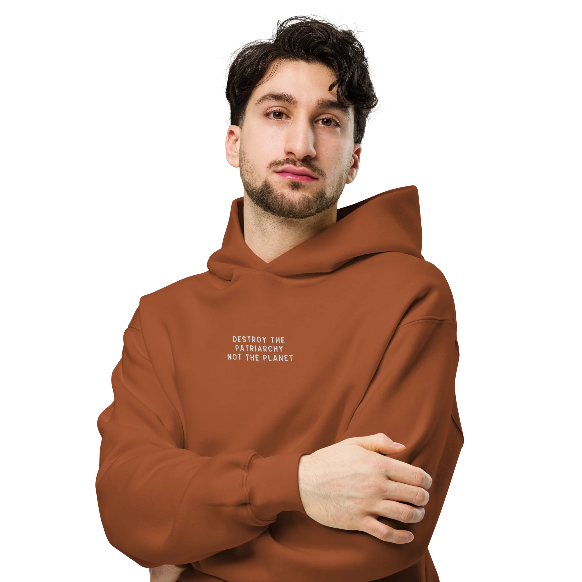 Destroy The Patriarchy Not The Planet Embroidered Premium Oversized Hoodie - Image 10