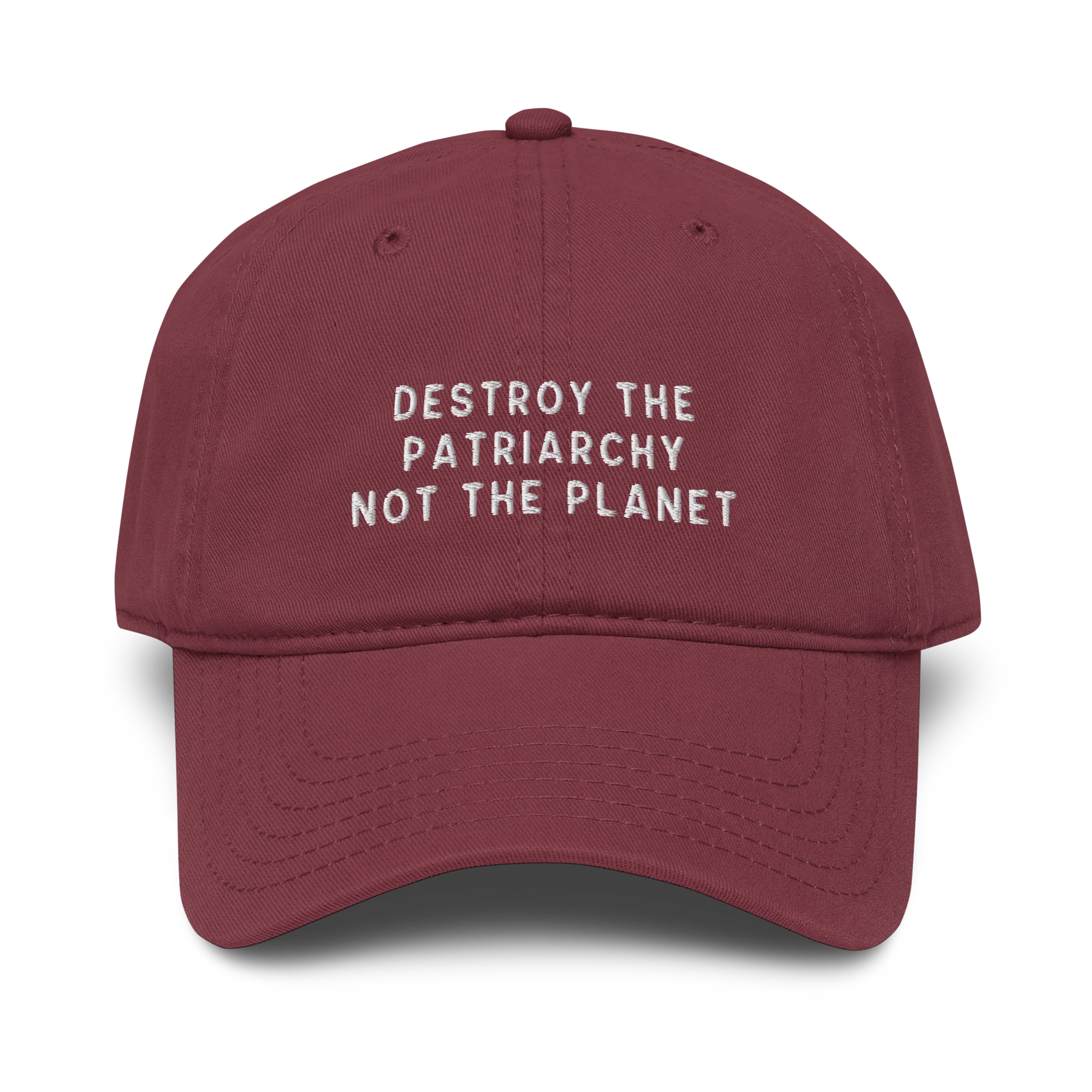Destroy The Patriarchy Not The Planet Embroidered Vintage Wash Baseball Cap