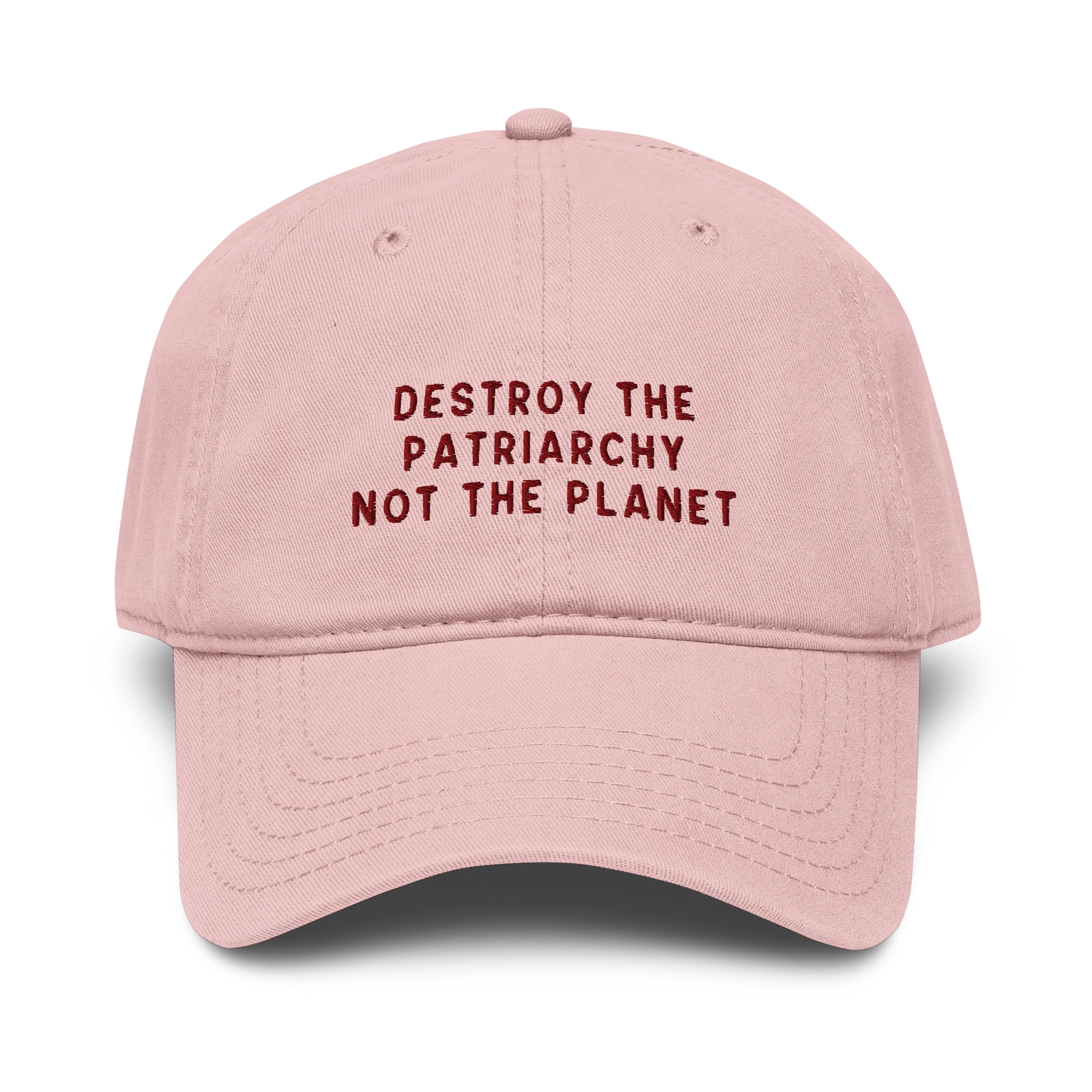 Destroy The Patriarchy Not The Planet Embroidered Vintage Wash Baseball Cap - Image 2