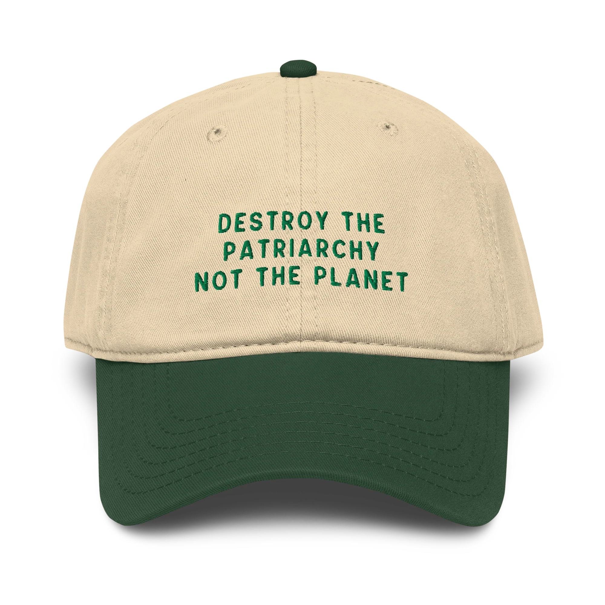 Destroy The Patriarchy Not The Planet Embroidered Vintage Wash Baseball Cap - Image 3