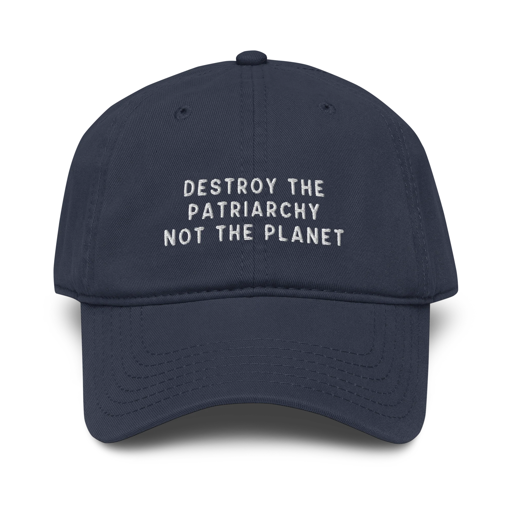 Destroy The Patriarchy Not The Planet Embroidered Vintage Wash Baseball Cap - Image 4