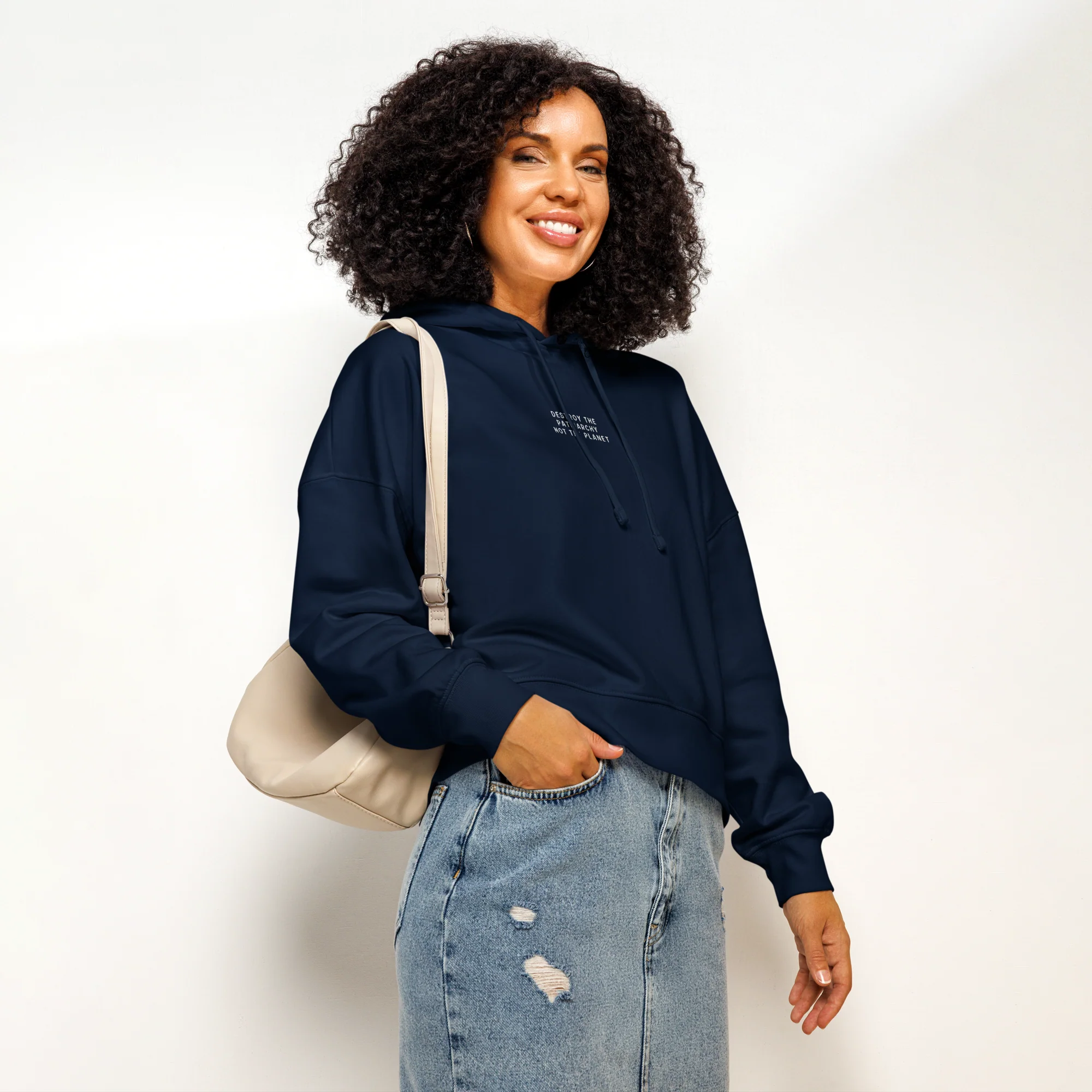 Destroy The Patriarchy Not The Planet Embroidered Women’s Organic Hoodie - Image 6