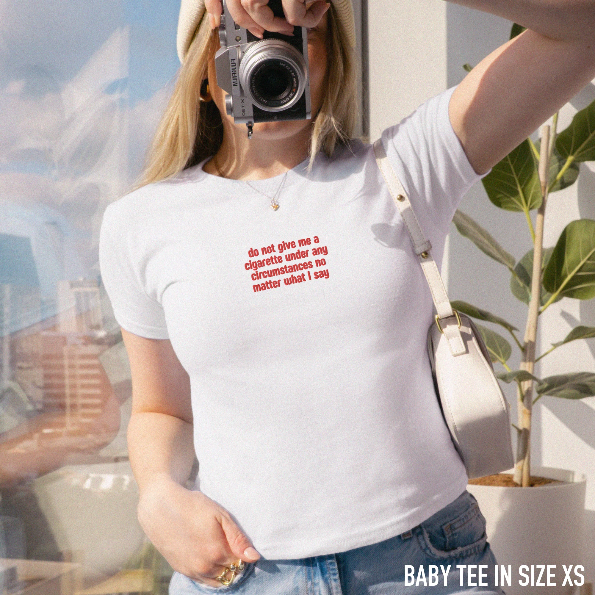 Do Not Give Me a Cigarette Embroidered Baby Tee - Image 2