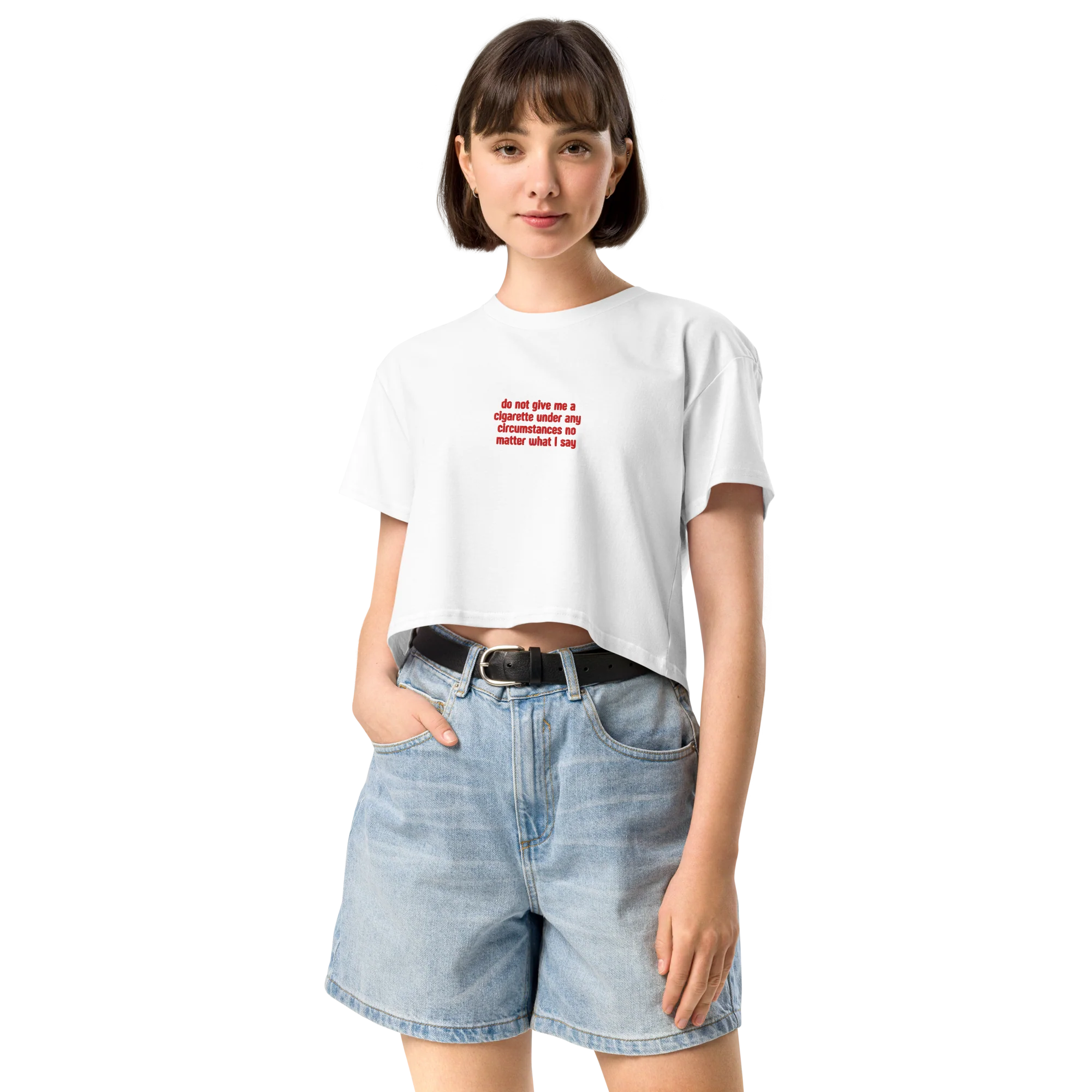 Do Not Give Me a Cigarette Embroidered Crop Tee - Image 2