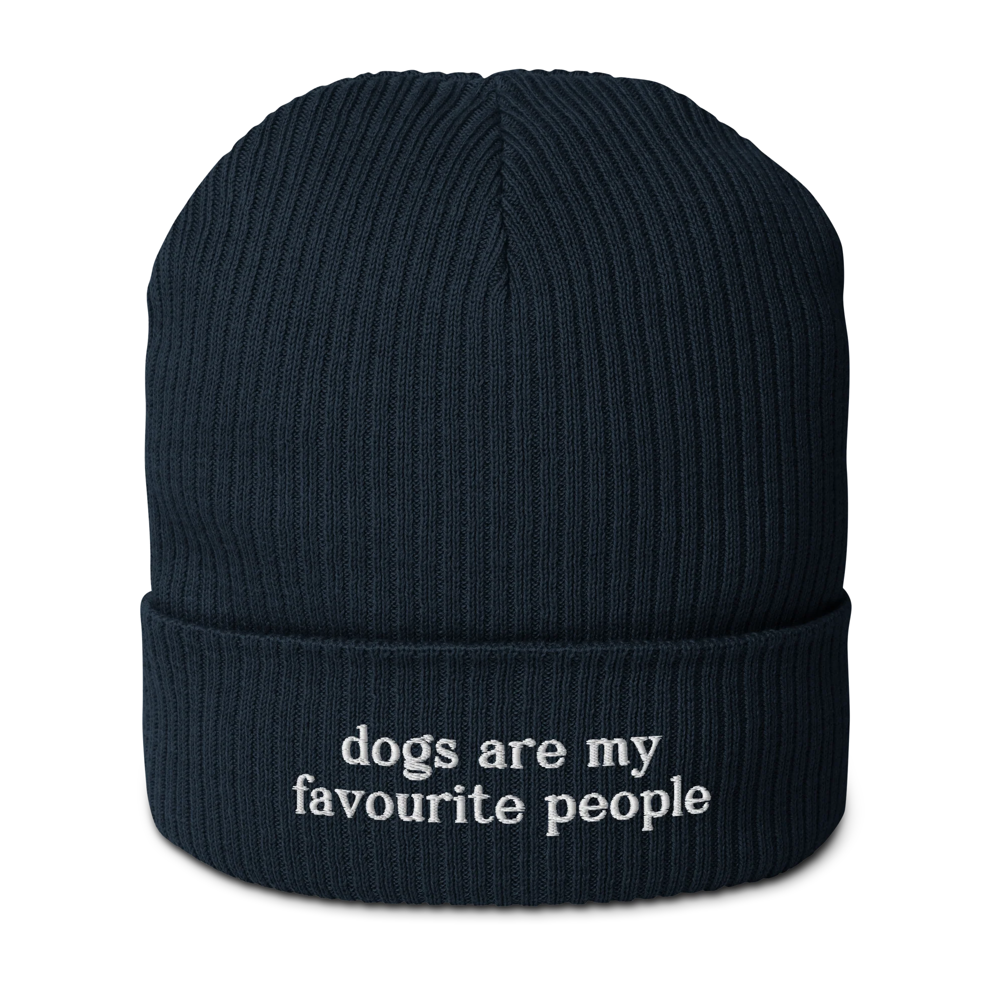 Dogs Are My Favourite People Embroidered Organic Ribbed Beanie - Image 3