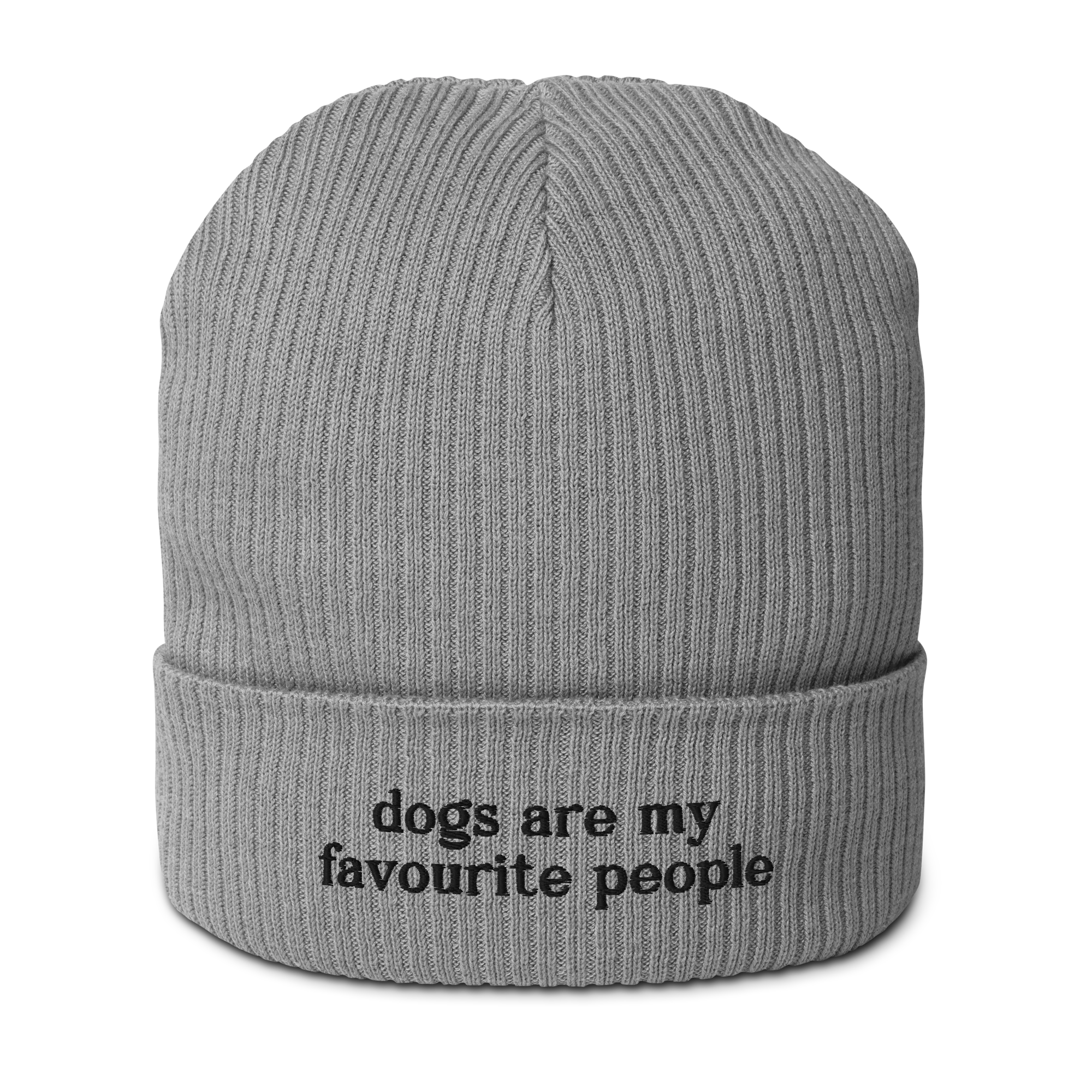Dogs Are My Favourite People Embroidered Organic Ribbed Beanie - Image 4