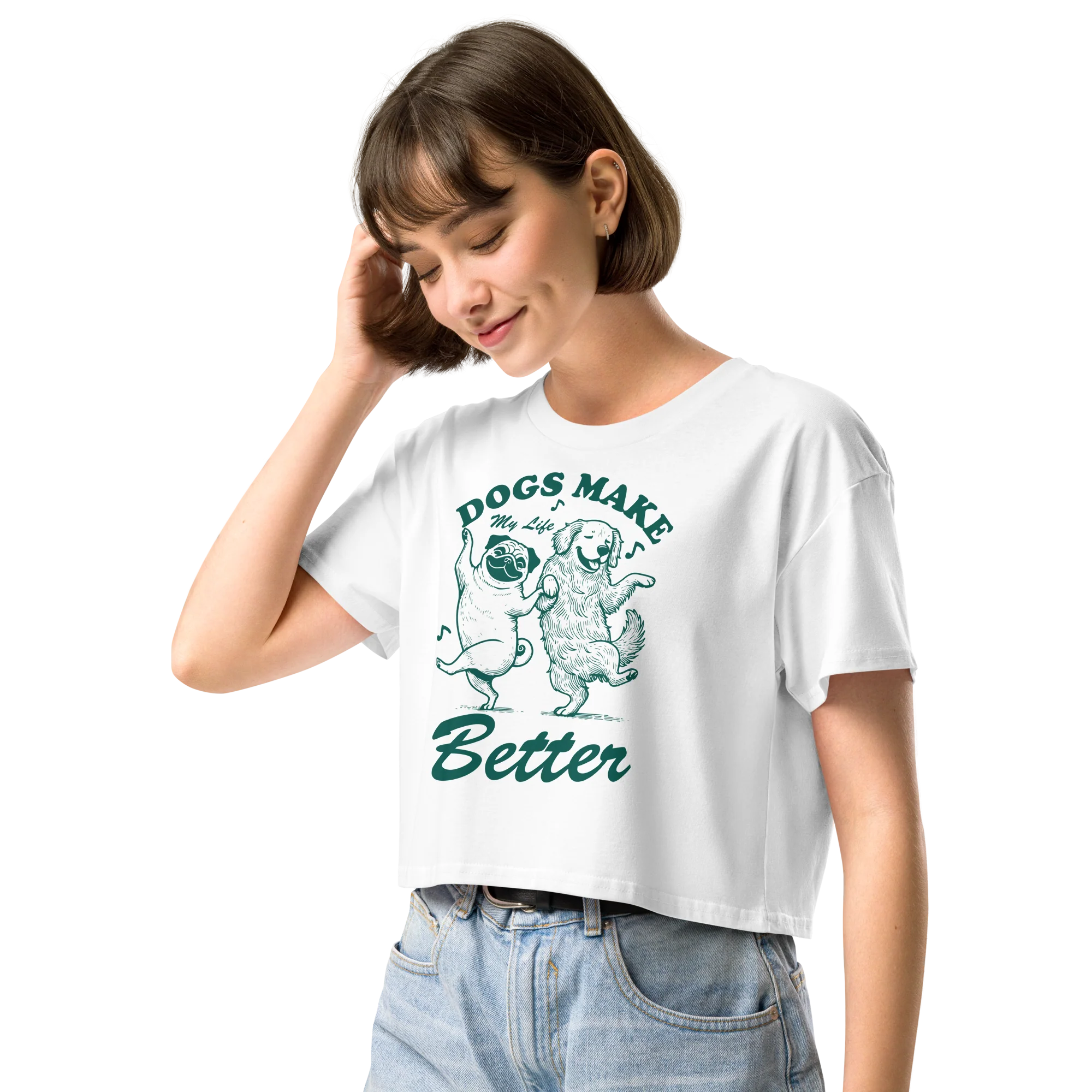 Dogs Make My Life Better Crop Tee - Image 5