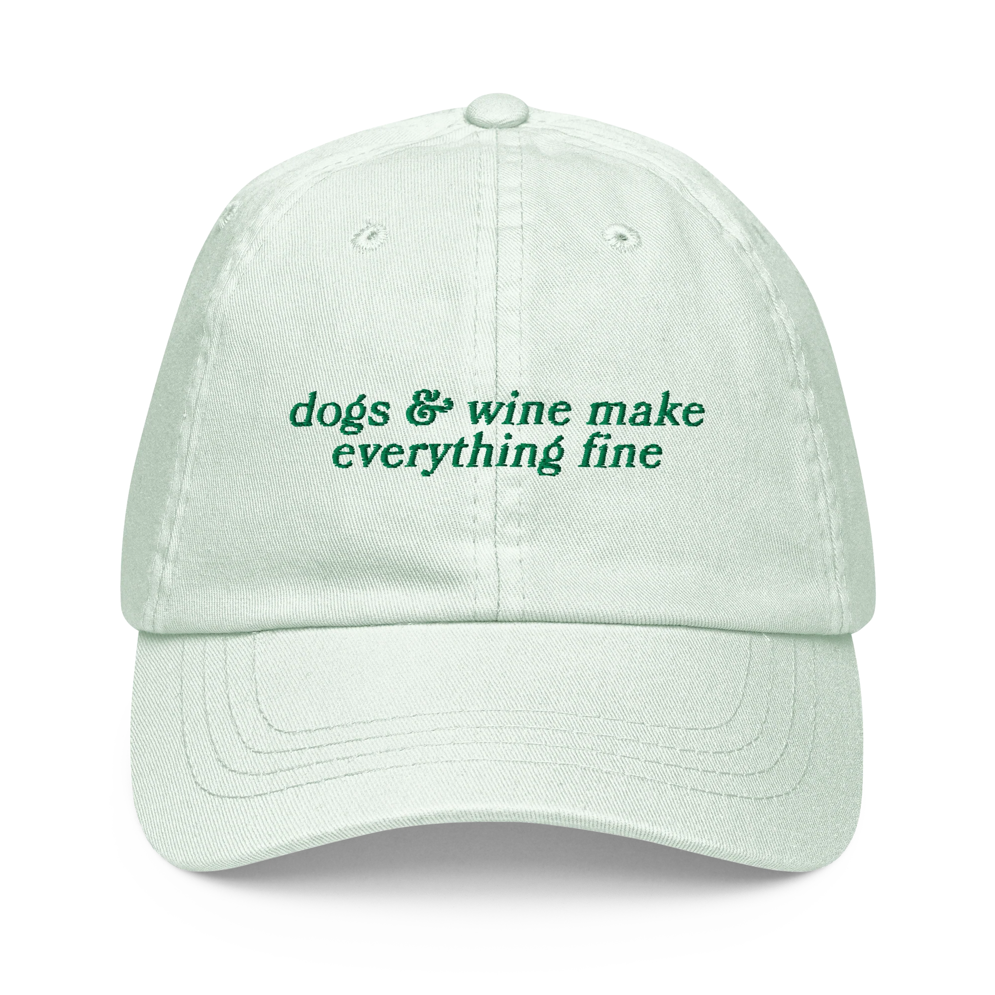 Dogs & Wine Make Everything Fine Embroidered Pastel Baseball Cap - Image 5