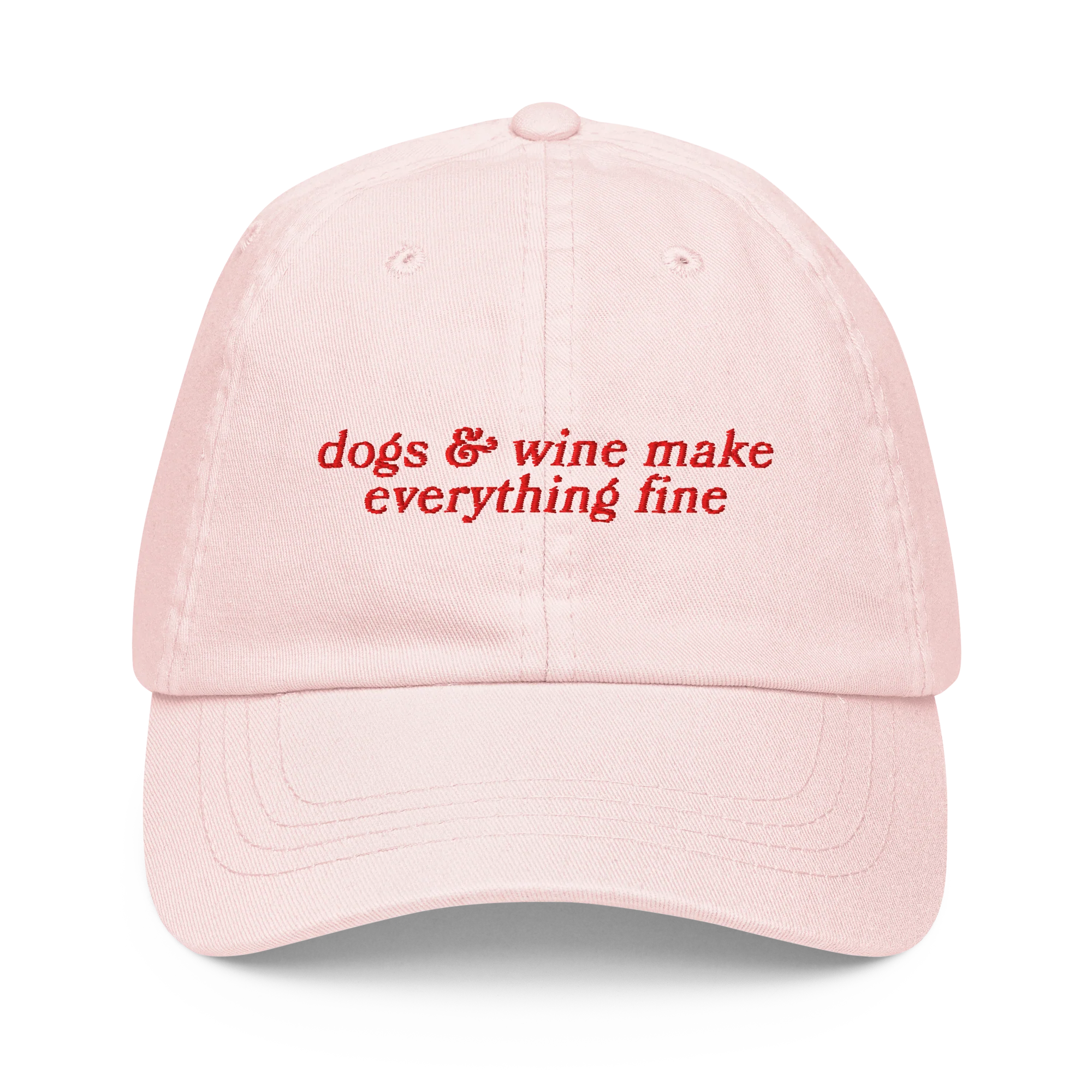 Dogs & Wine Make Everything Fine Embroidered Pastel Baseball Cap - Image 6