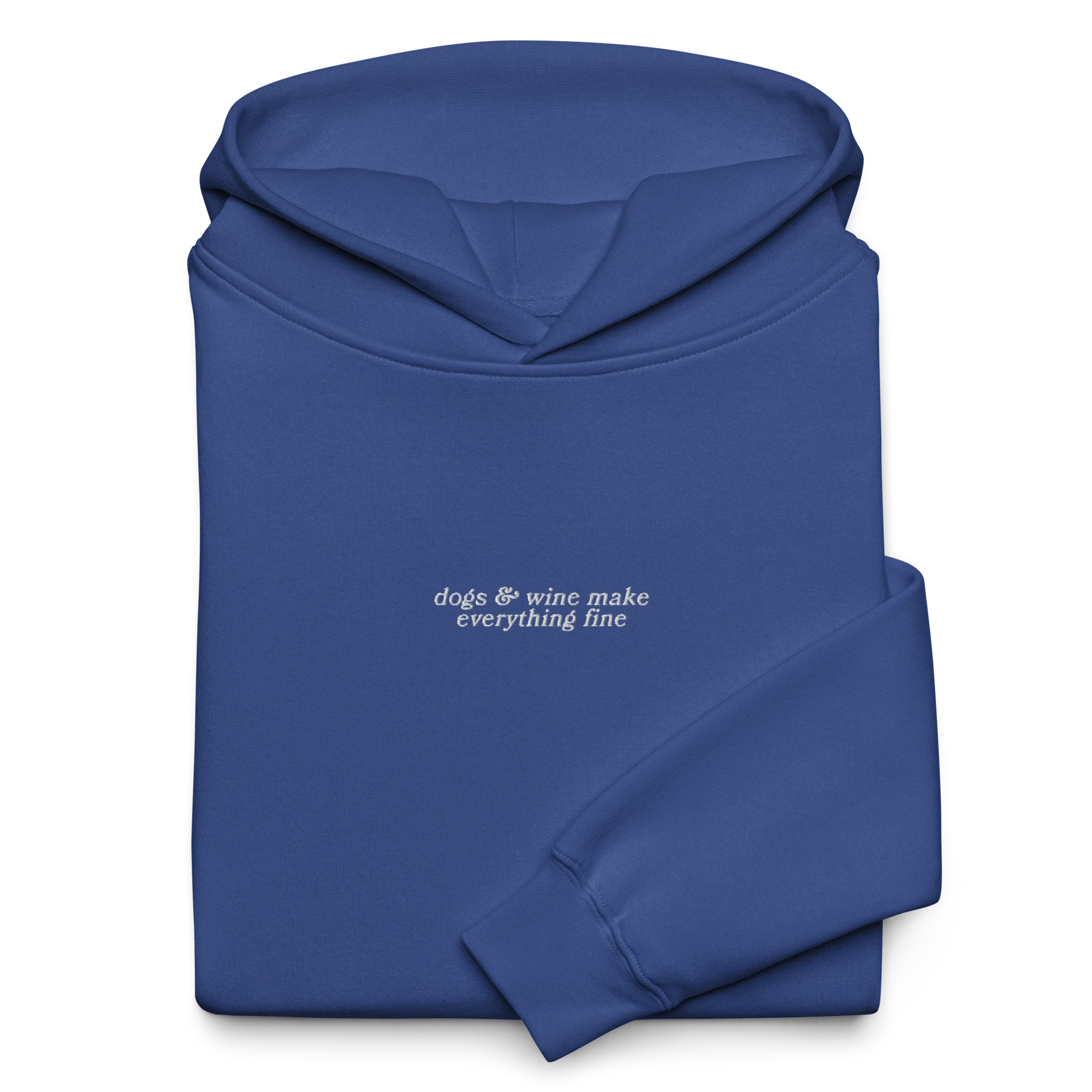 Dogs & Wine Make Everything Fine Embroidered Premium Oversized Hoodie - Image 3