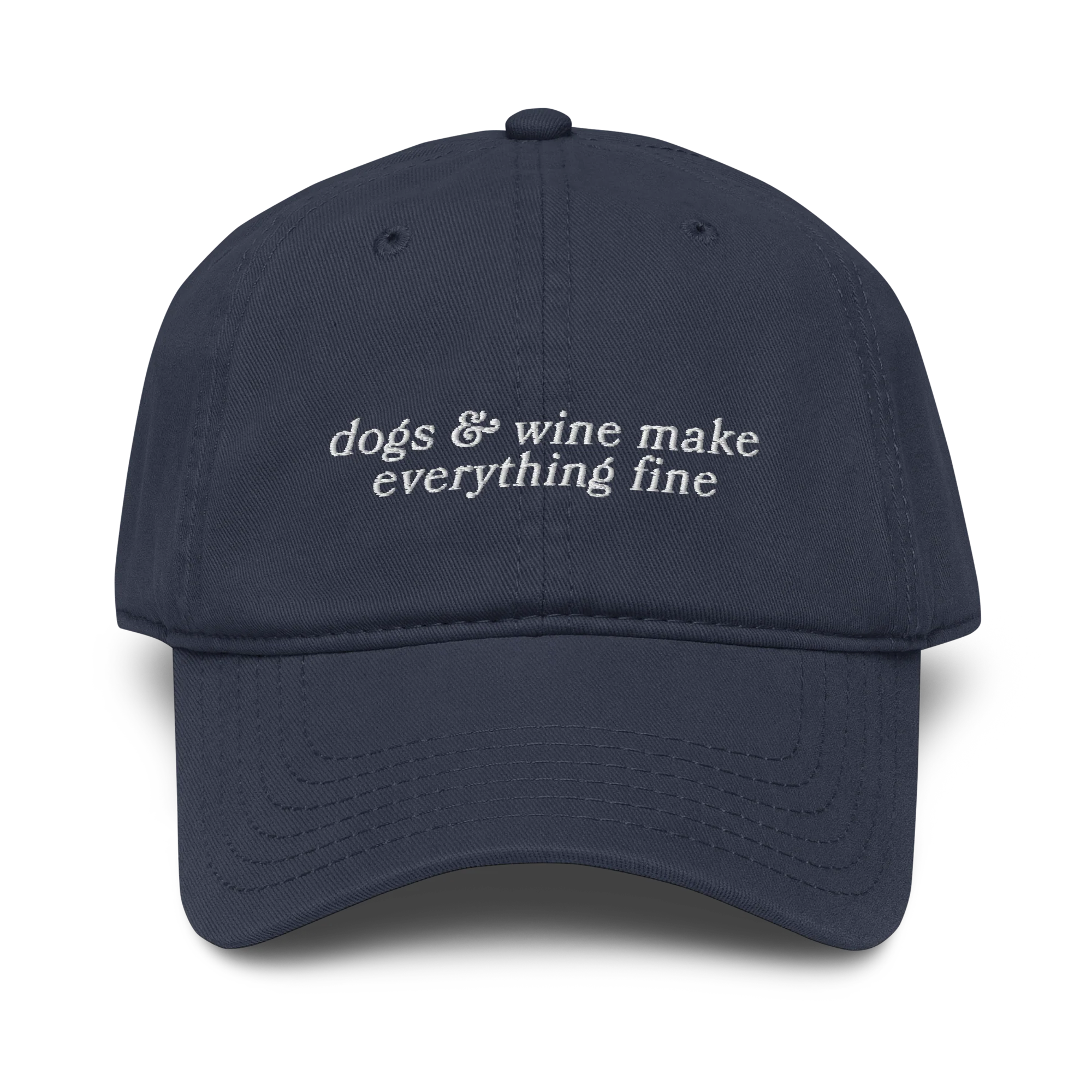 Dogs & Wine Make Everything Fine Embroidered Vintage Wash Baseball Cap - Image 4