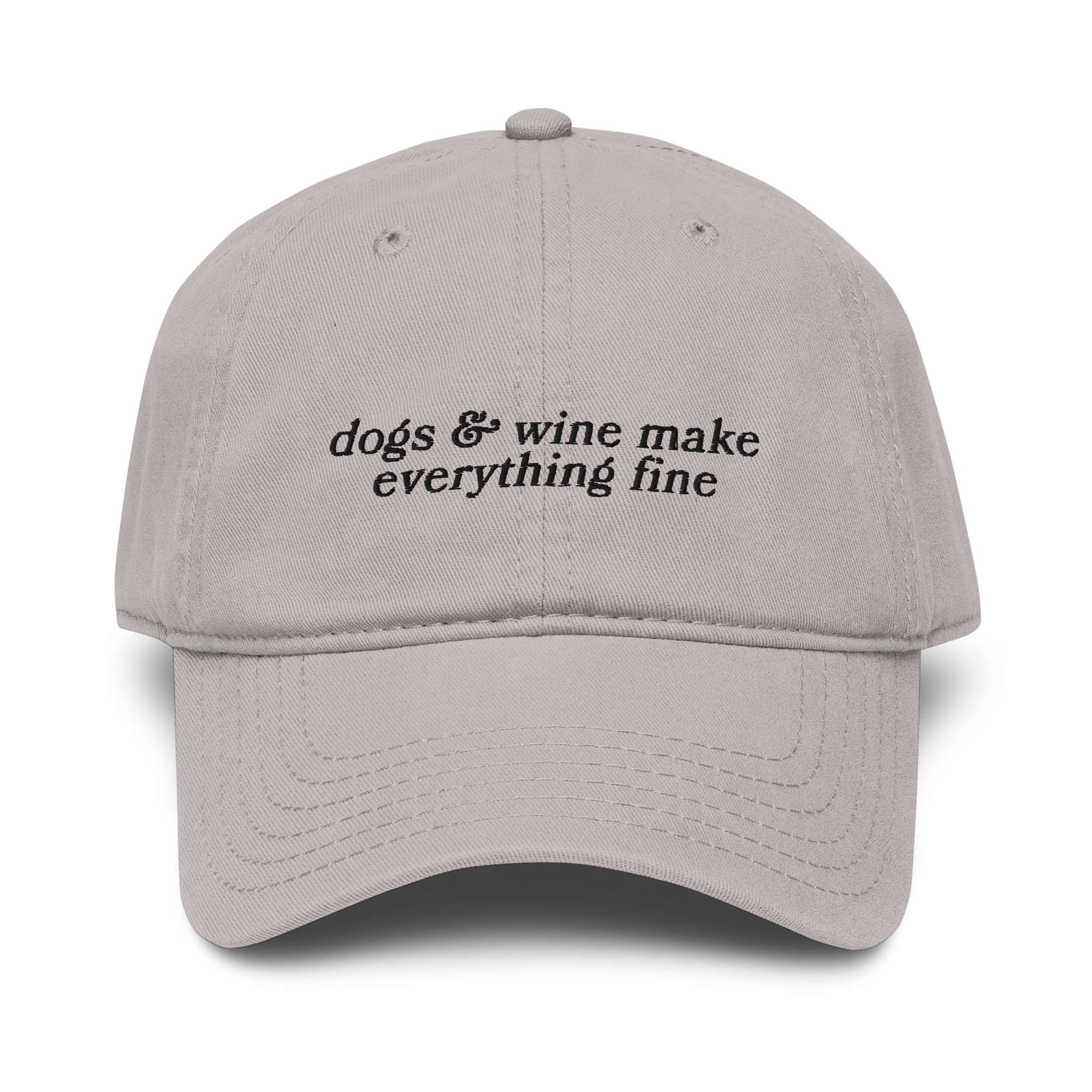 Dogs & Wine Make Everything Fine Embroidered Vintage Wash Baseball Cap - Image 5
