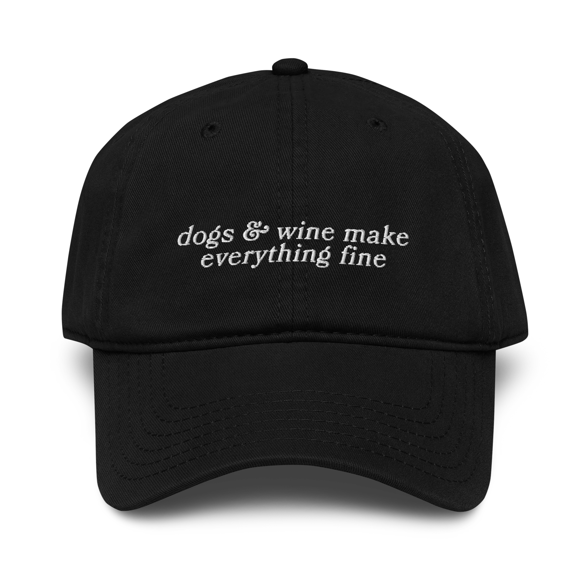 Dogs & Wine Make Everything Fine Embroidered Vintage Wash Baseball Cap - Image 7