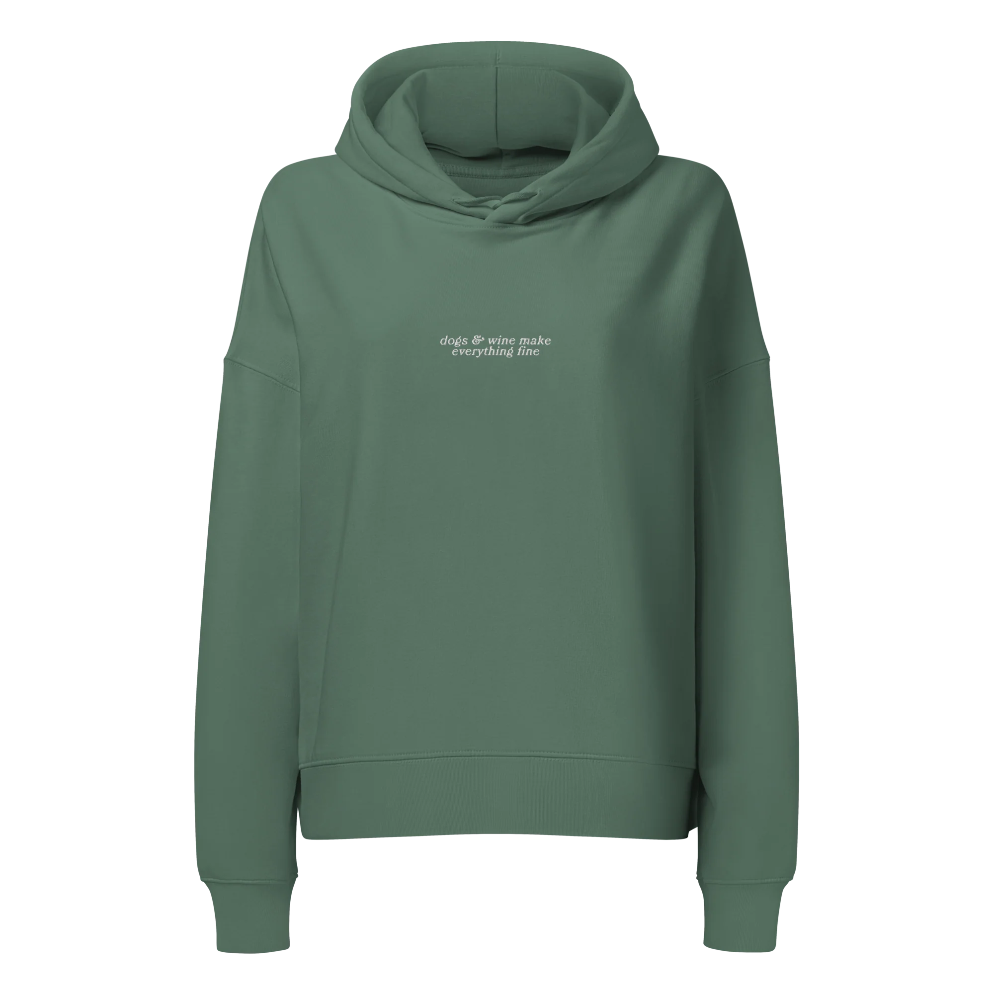 Dogs & Wine Make Everything Fine Embroidered Women’s Organic Hoodie - Image 7