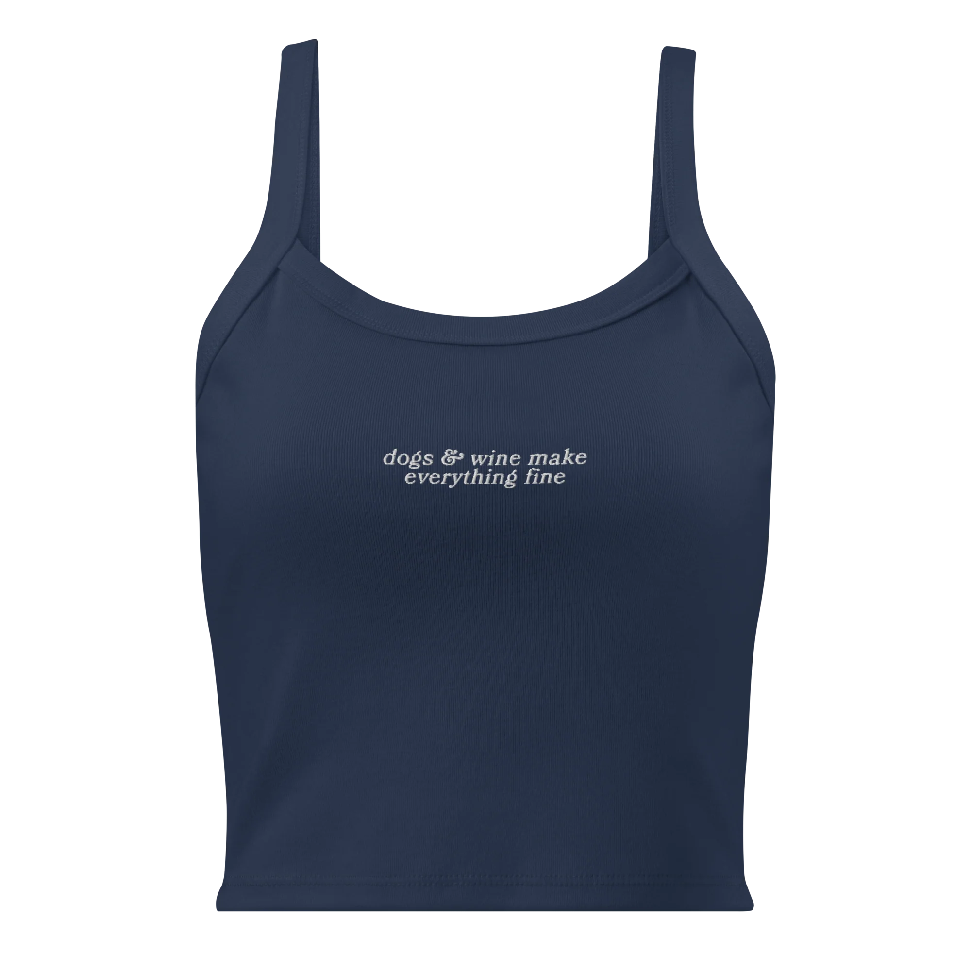 Dogs & Wine Make Everything Fine Rib Embroidered Tank Top - Image 5