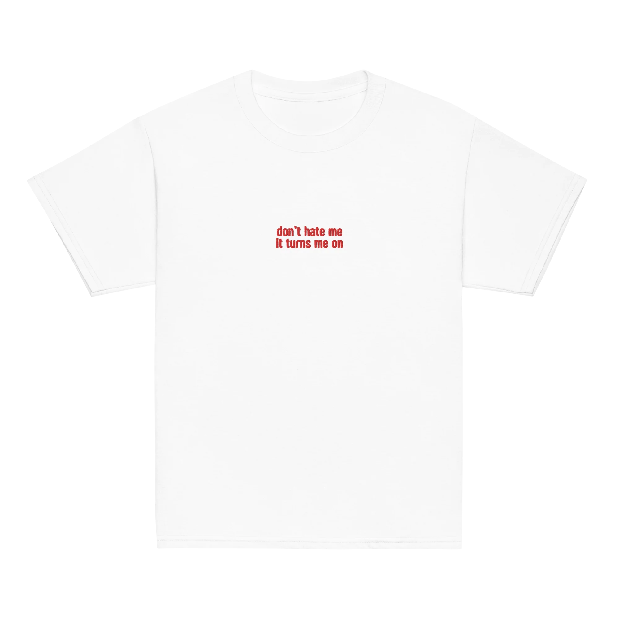 Don’t Hate Me It Turns Me On Embroidered Baby Tee - Image 3
