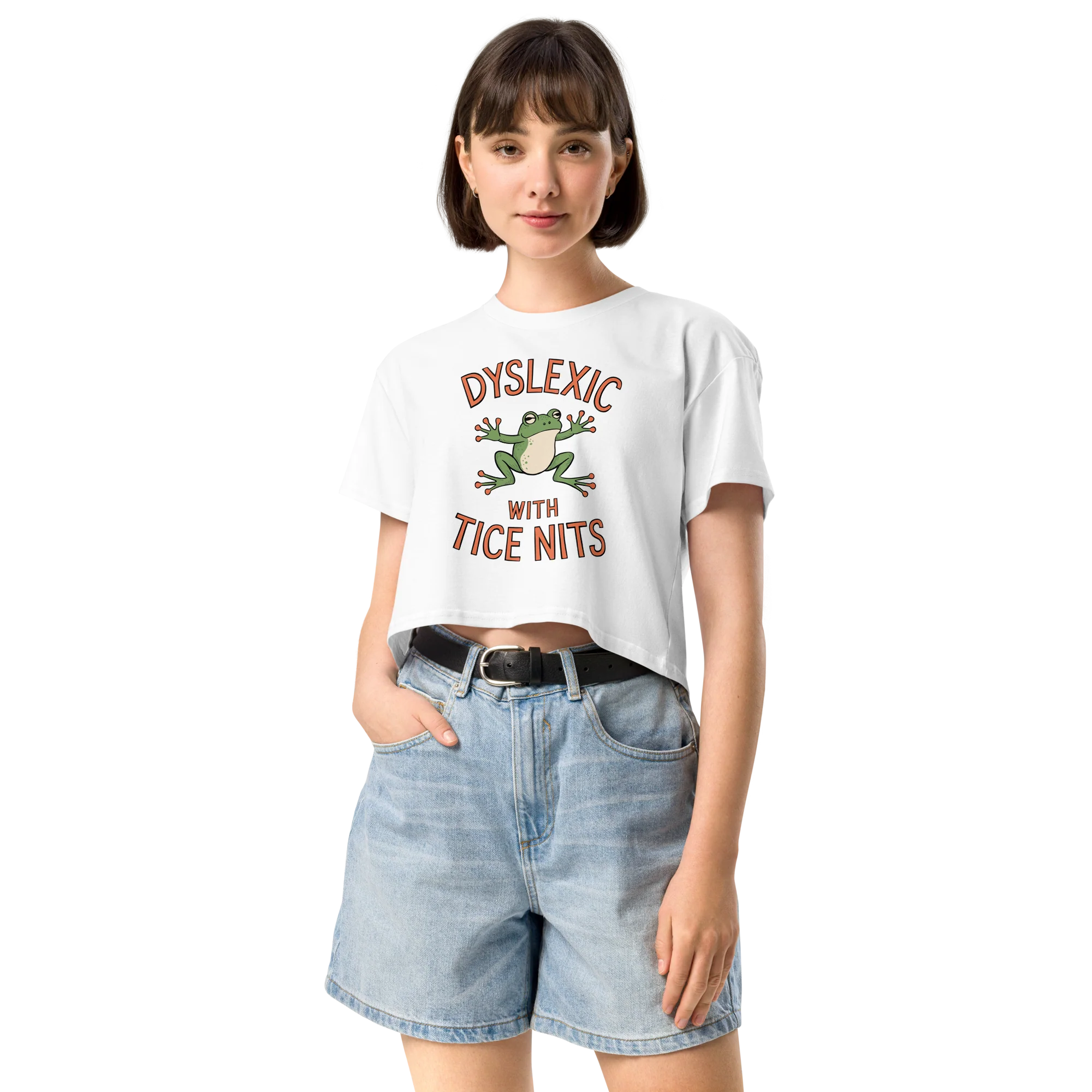 Dyslexic With Tice Nits Crop Tee - Image 2