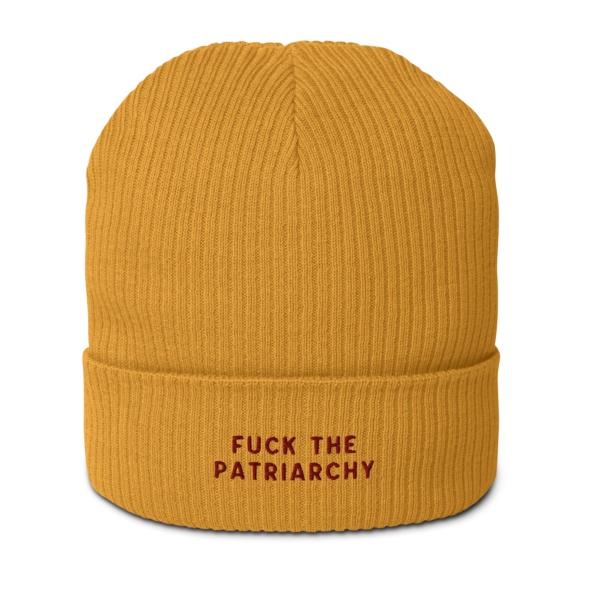Fuck the Patriarchy Feminist Embroidered Organic Ribbed Beanie - Image 8