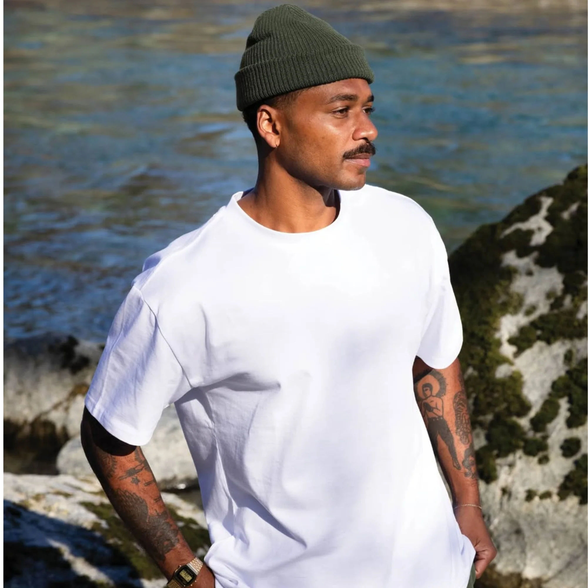 CUSTOM Text Serifed Embroidered Cable Beanie - Image 9