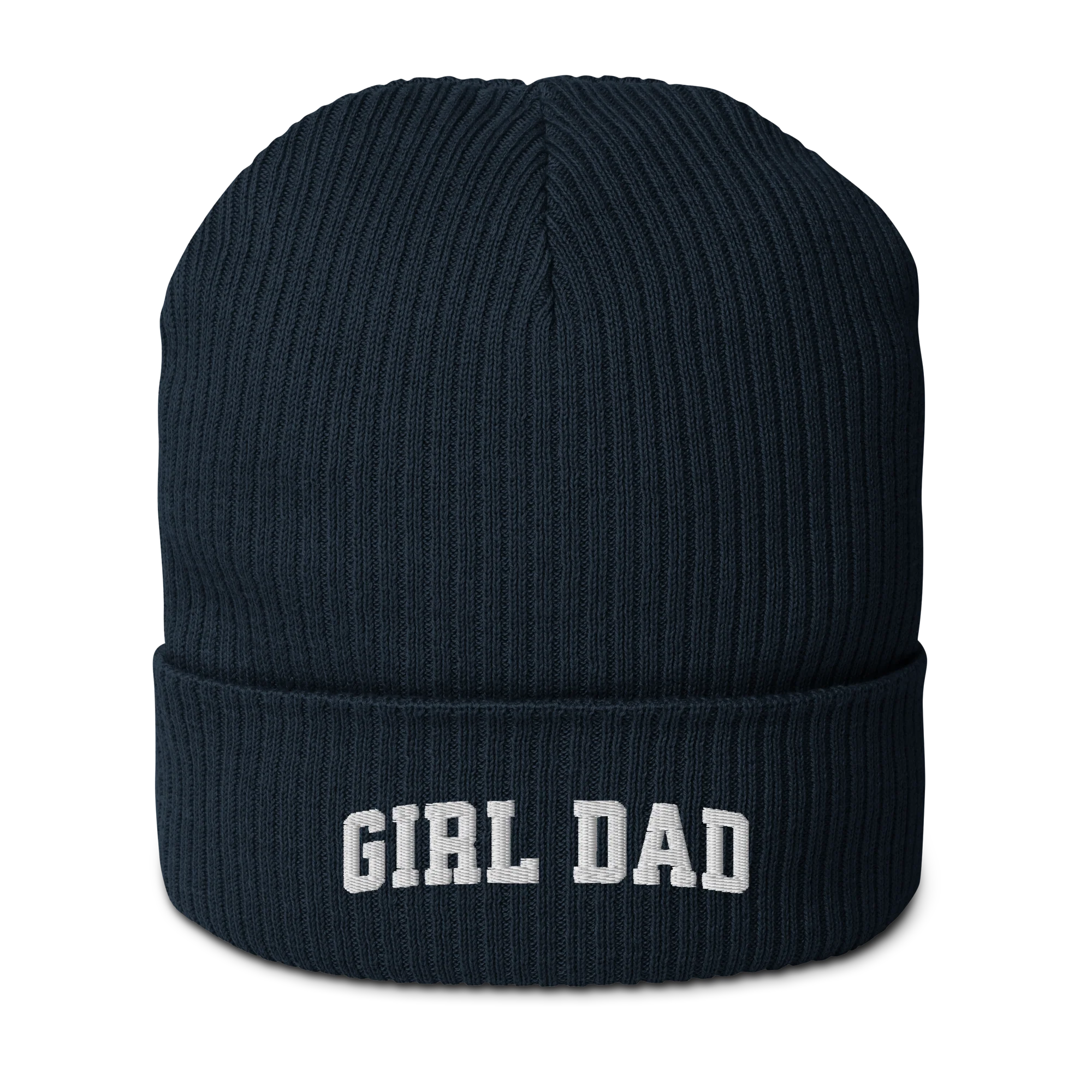 Girl Dad Embroidered Organic Ribbed Beanie