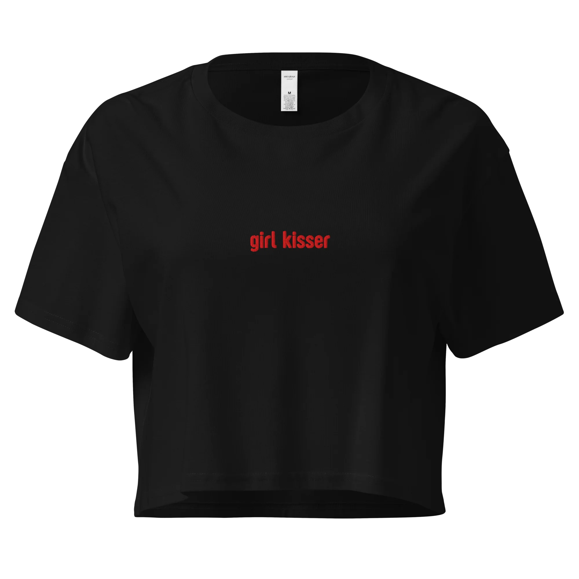 Girl Kisser Embroidered Crop Tee