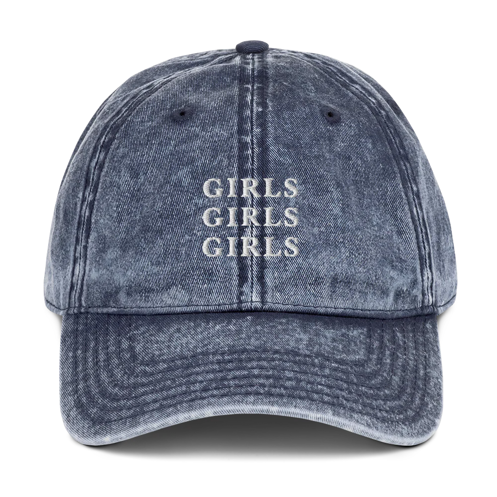 Girls Girls Girls Embroidered Vintage Cap - Image 3
