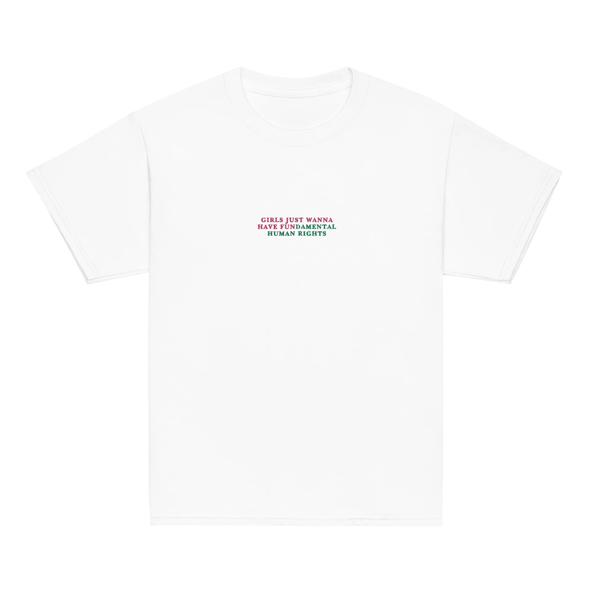 Girls Just Wanna Have Fundamental Human Rights Embroidered Baby Tee - Image 3