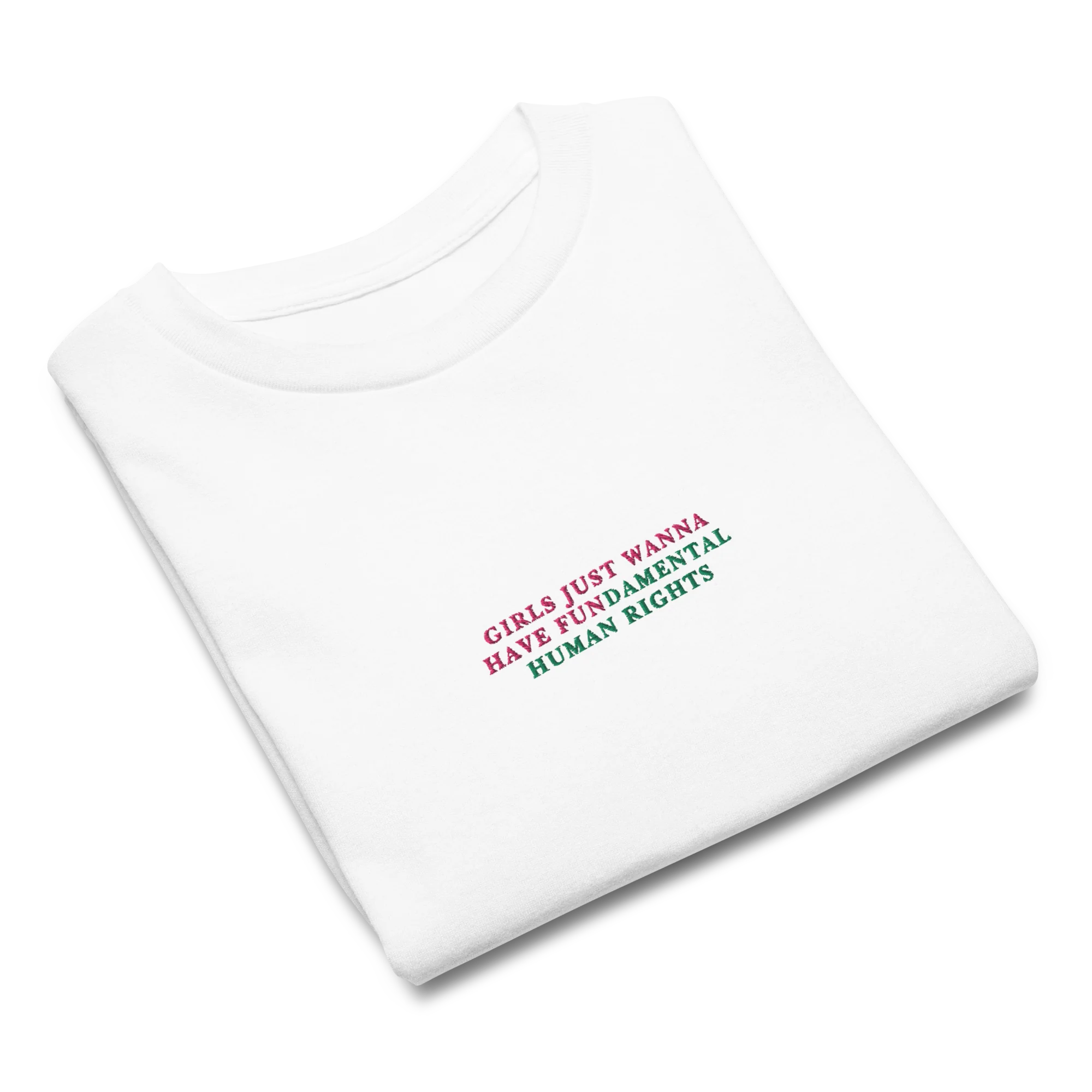 Girls Just Wanna Have Fundamental Human Rights Embroidered Baby Tee - Image 4