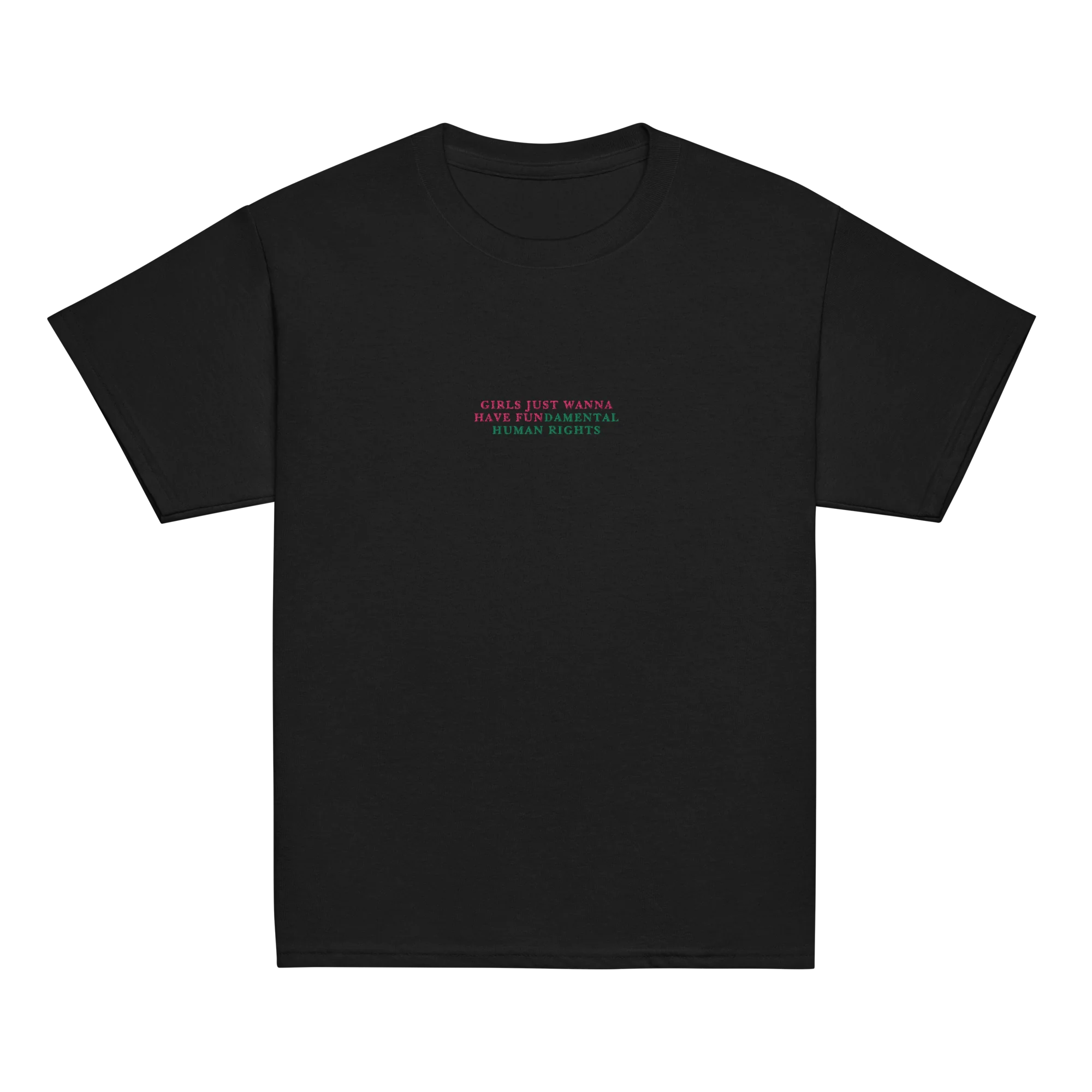 Girls Just Wanna Have Fundamental Human Rights Embroidered Baby Tee - Image 8