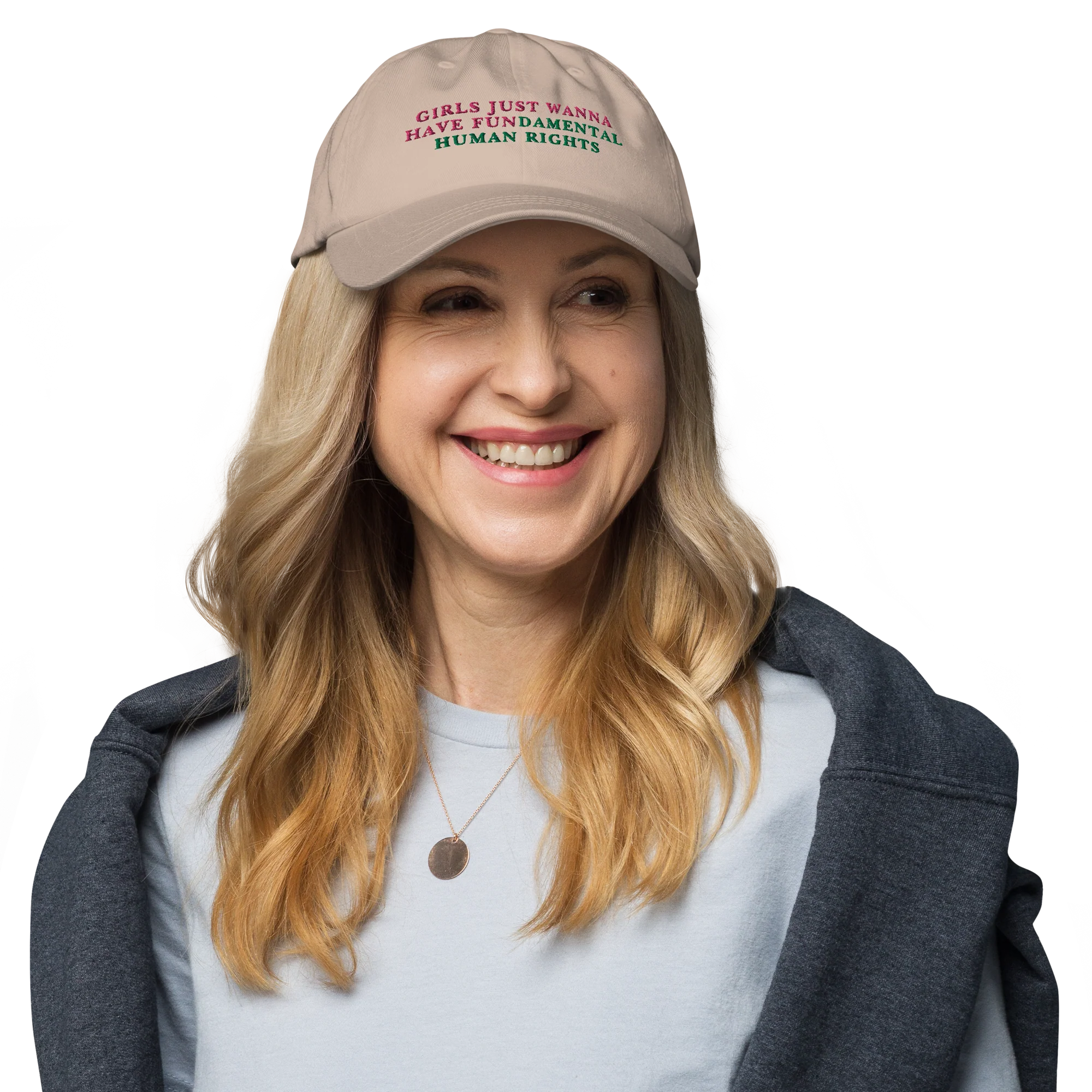 Girls Just Wanna Have Fundamental Human Rights Feminist Embroidered Cap - Image 2