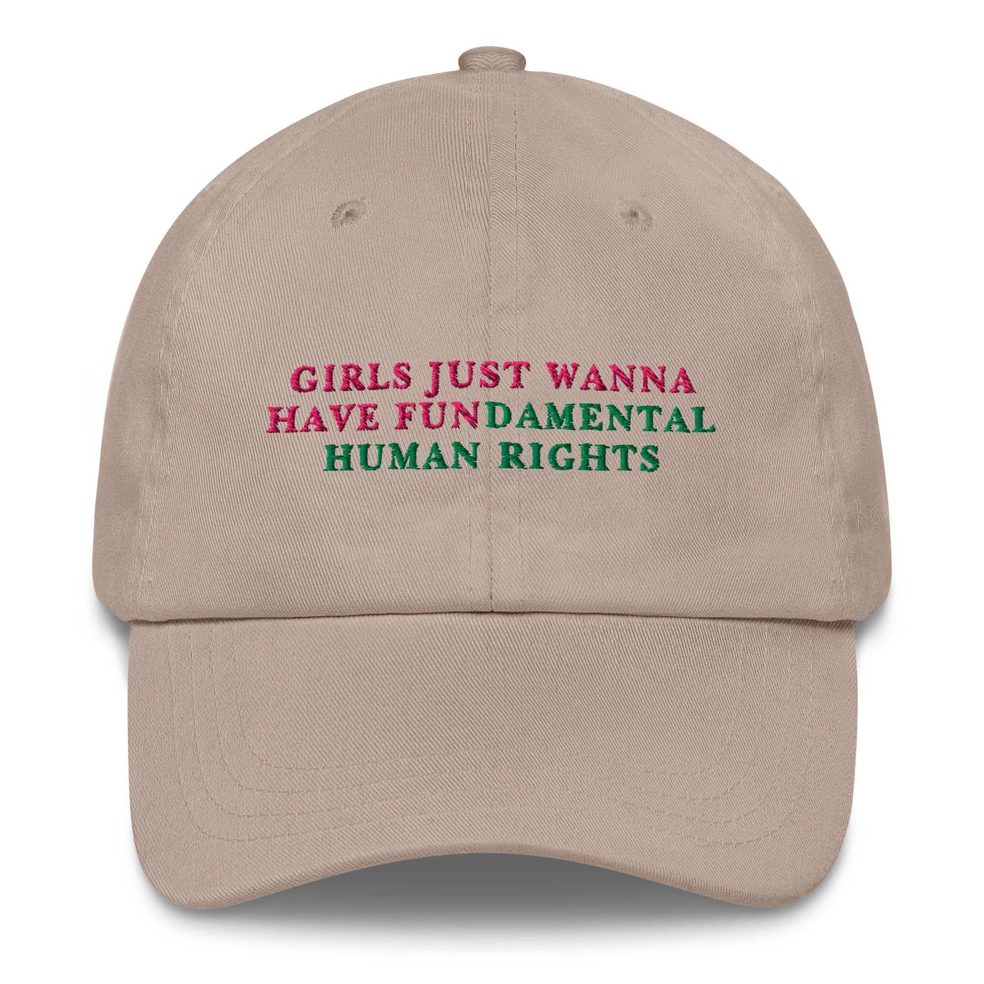 Girls Just Wanna Have Fundamental Human Rights Feminist Embroidered Cap - Image 3