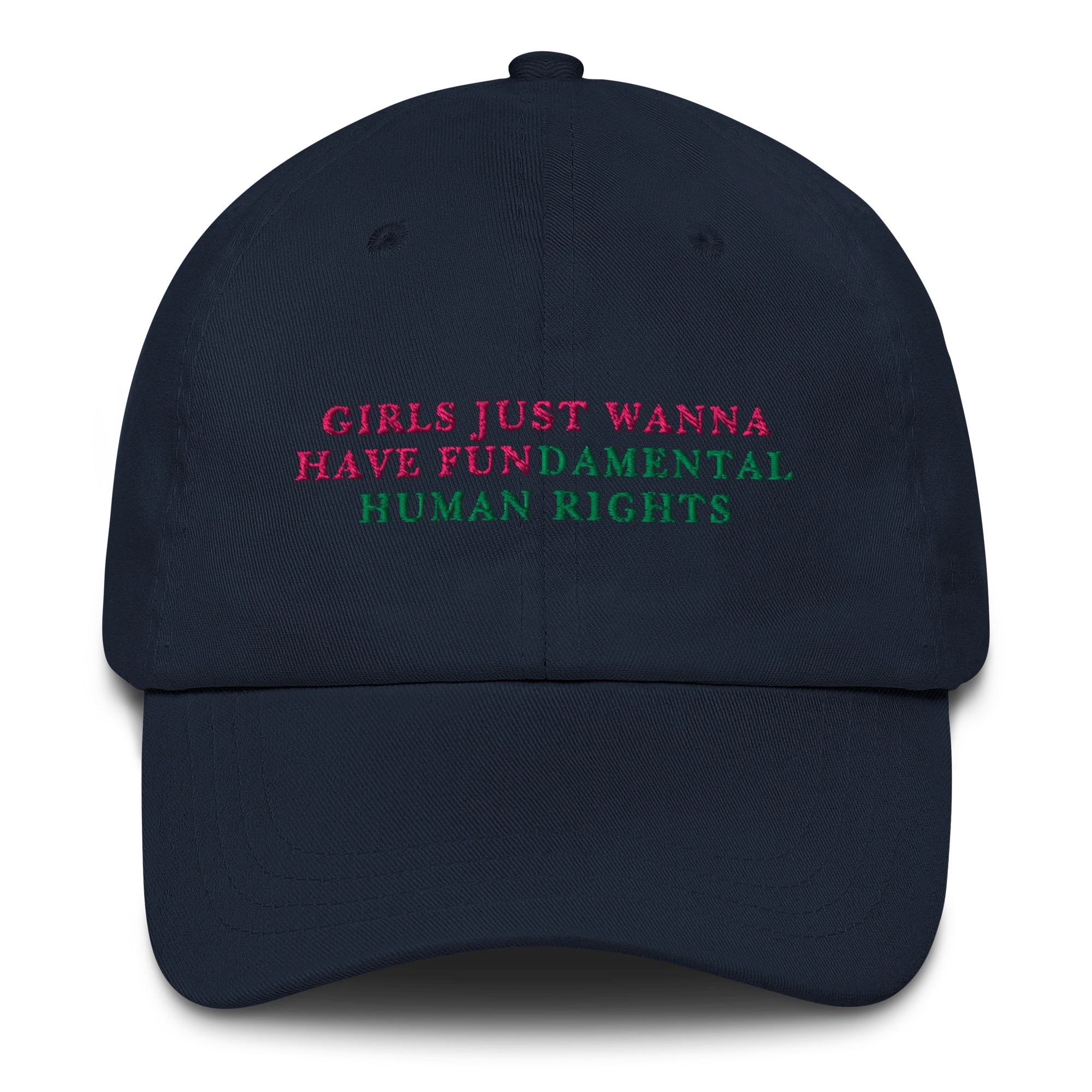 Girls Just Wanna Have Fundamental Human Rights Feminist Embroidered Cap - Image 5