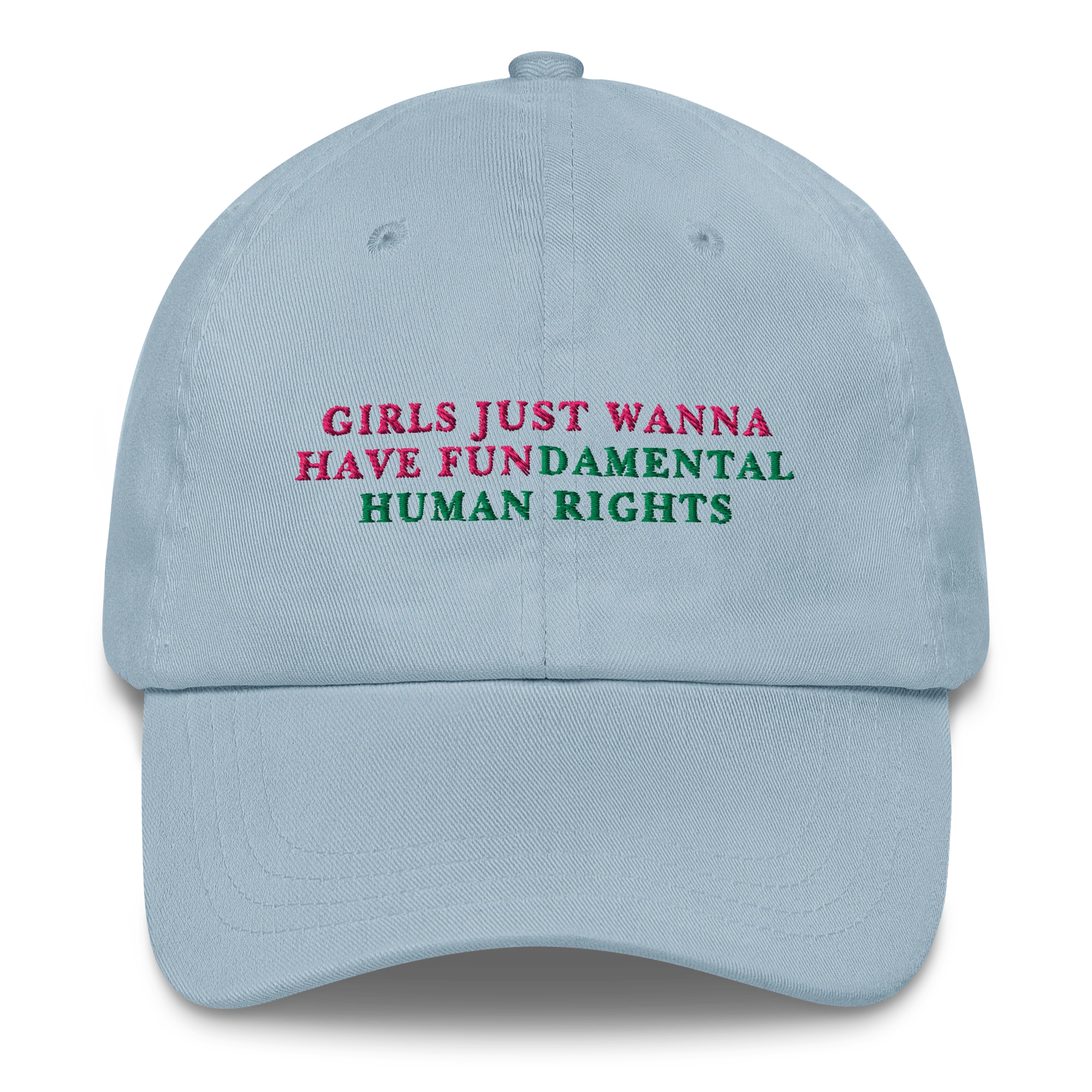 Girls Just Wanna Have Fundamental Human Rights Feminist Embroidered Cap - Image 6